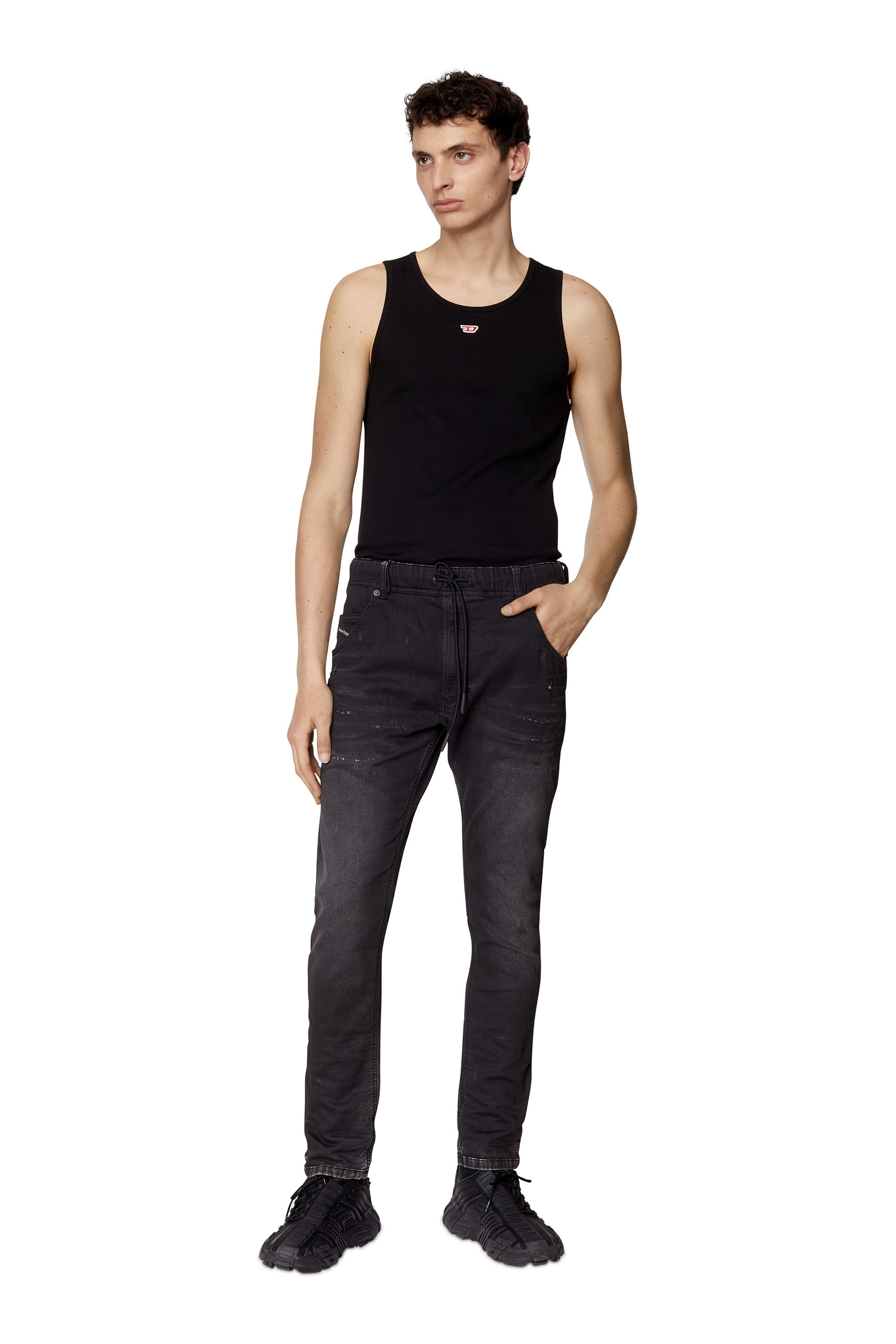 Diesel - Krooley JoggJeans® 09E12 Tapered, Negro/Gris oscuro - Image 1