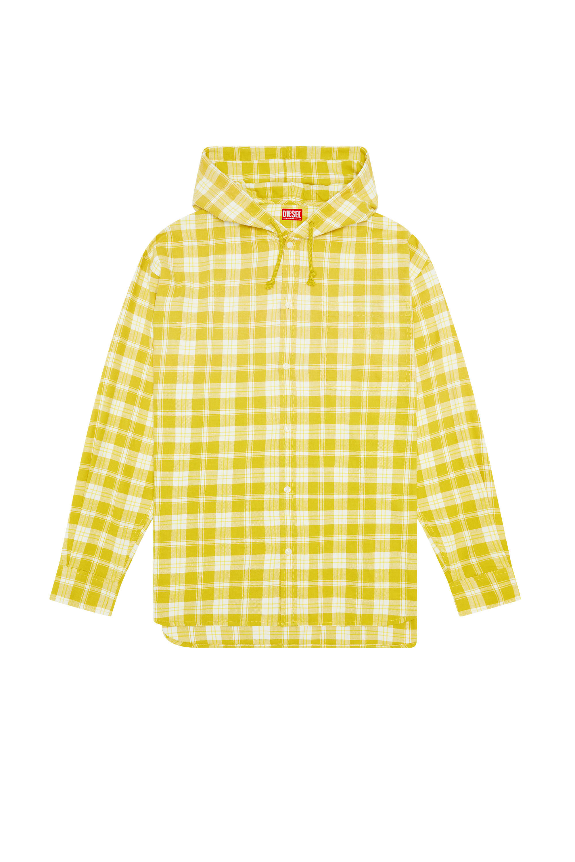 Men's Oversized hooded shirt in tactile flannel | Multicolor | Diesel