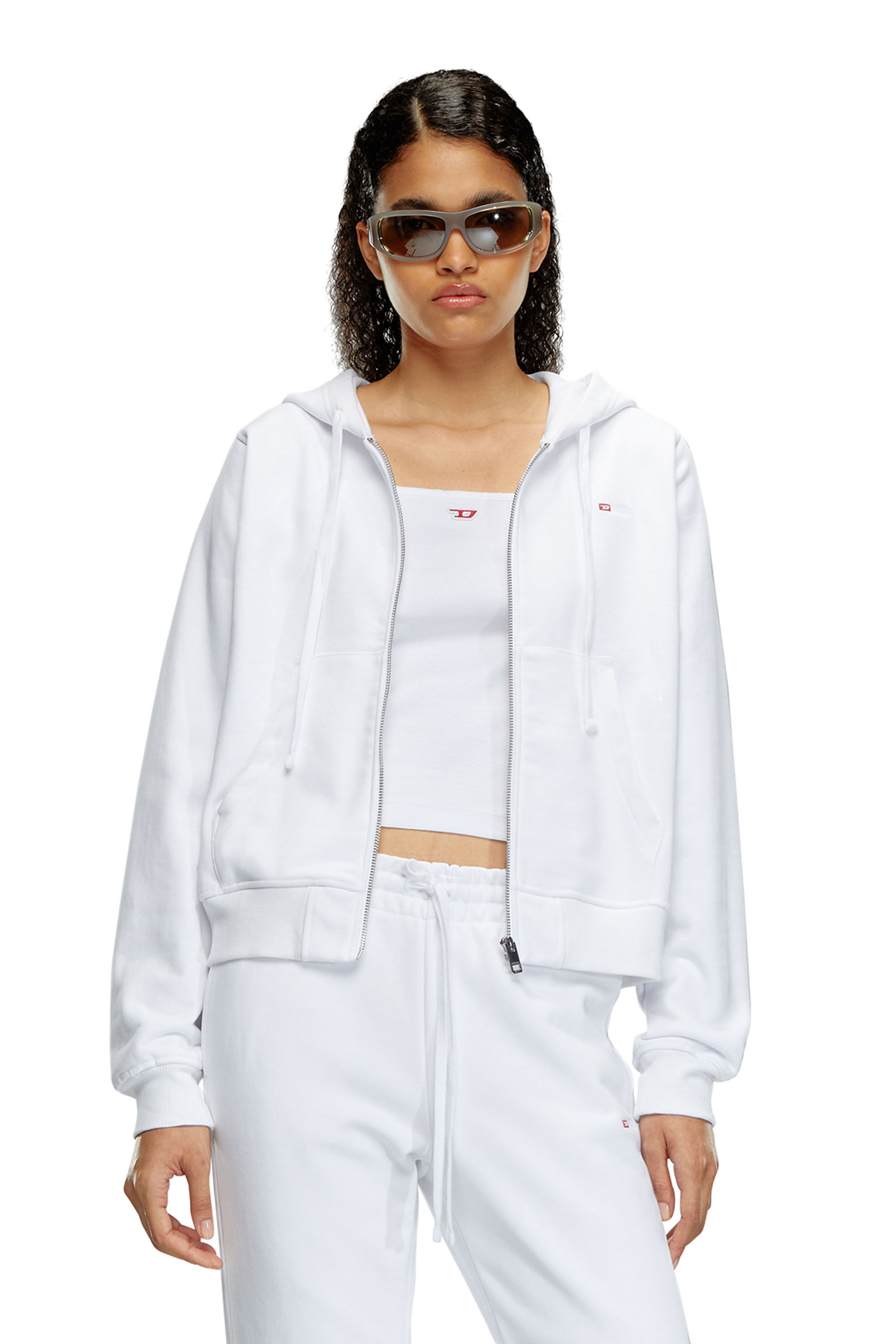 F-REGGY-HOOD-ZIP-MICRODIV Woman: Hoodie with embroidered