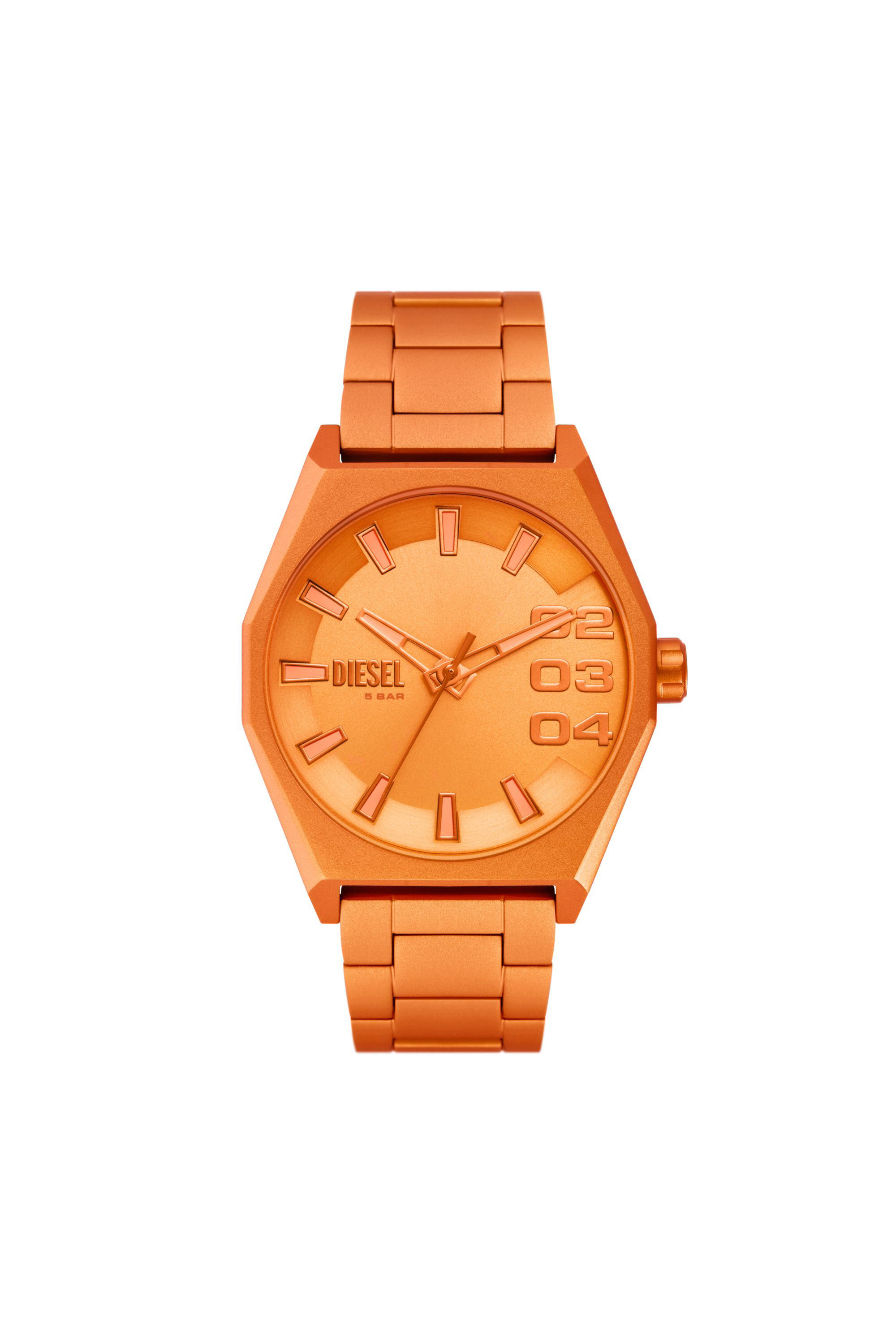 Men s Scraper three hand orange aluminum watch Orange Diesel
