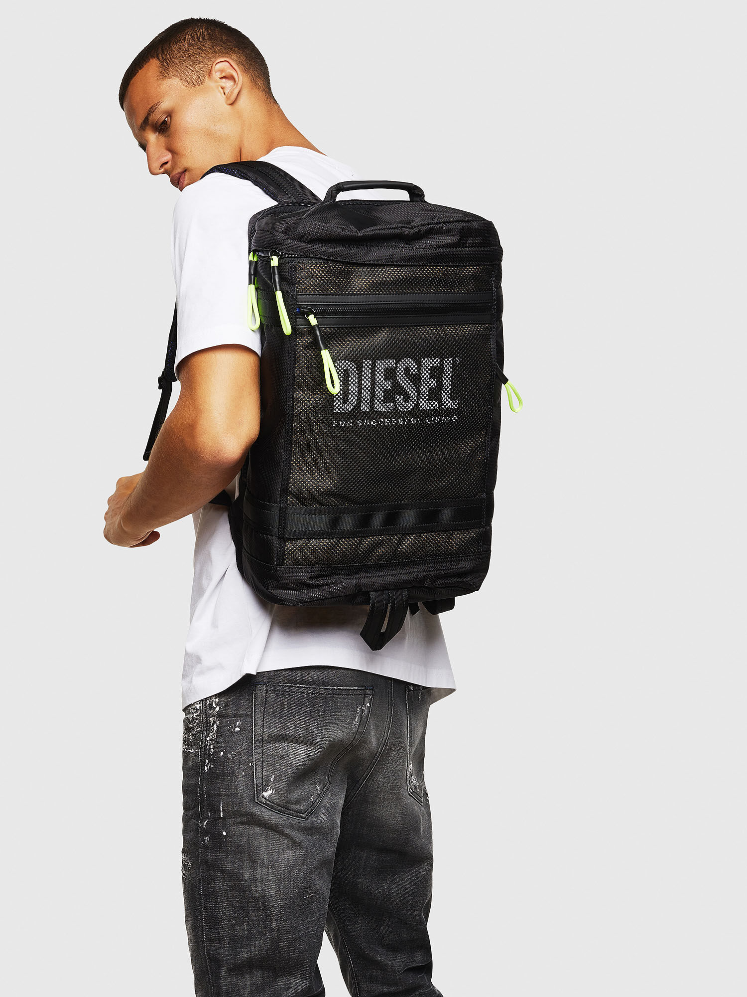 MALU Men Backpack in panelled fabric and mesh Diesel