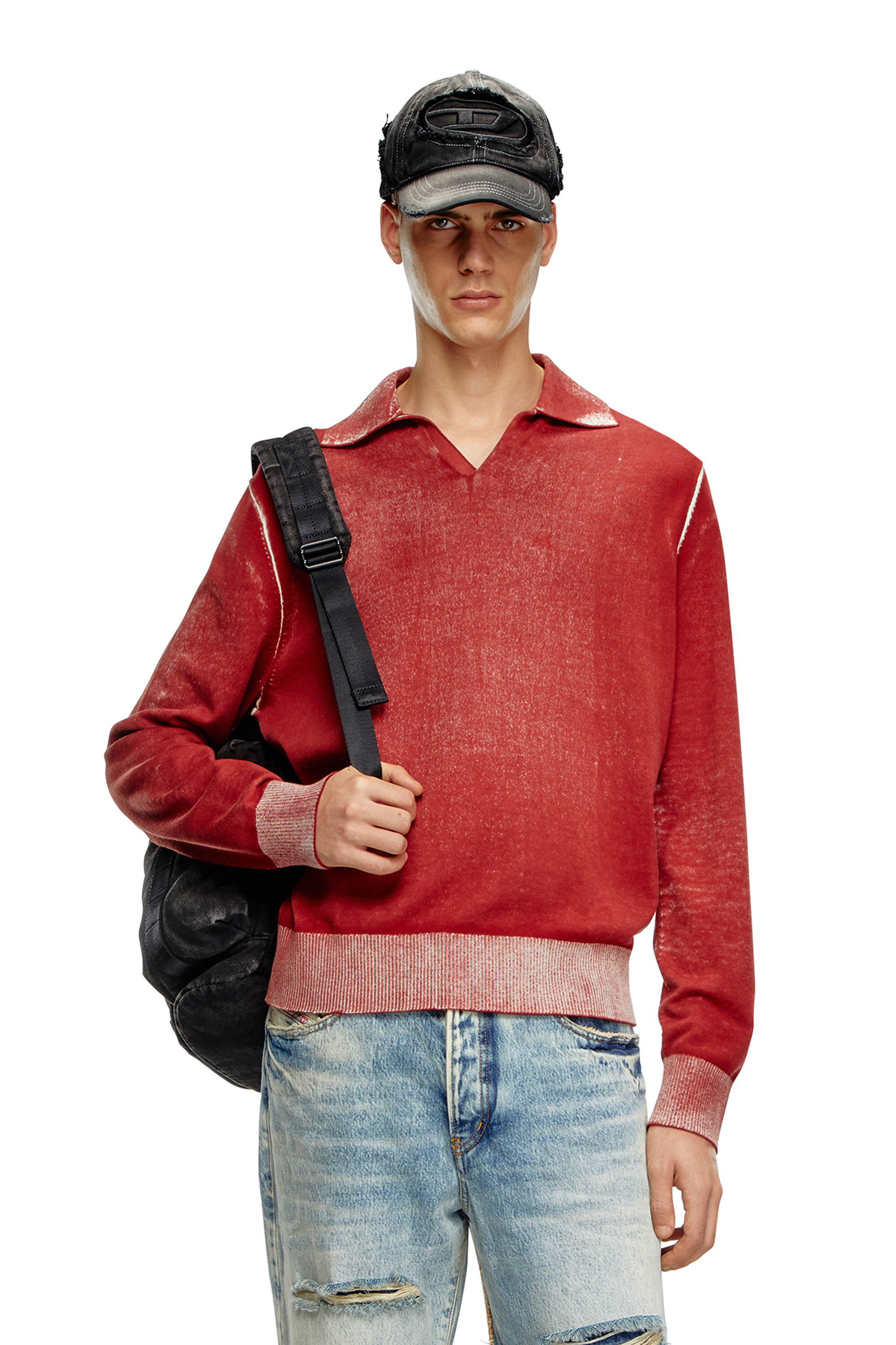 Men's Reverse-print polo jumper | Red | Diesel
