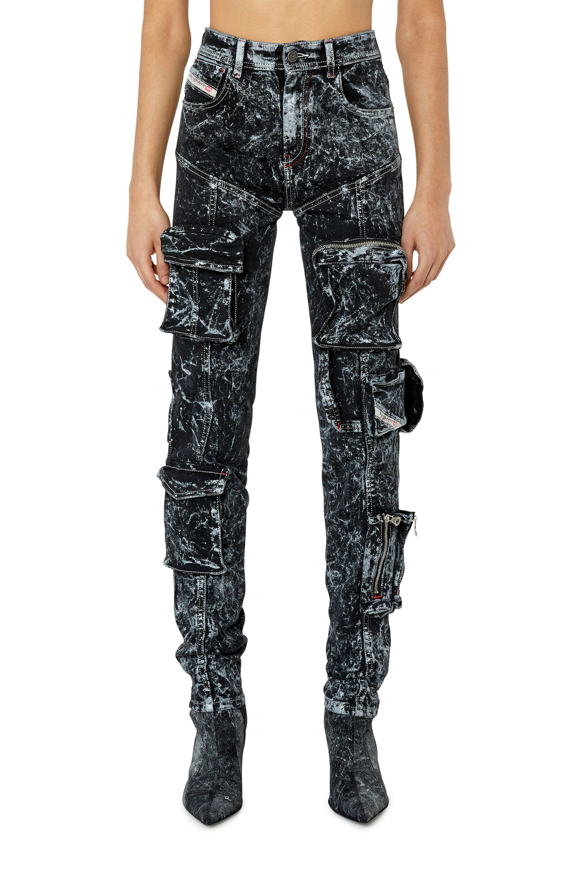Diesel - Skinny Jeans 1984 Slandy-High 0EMAZ Mujer, Negro/Gris oscuro - 3