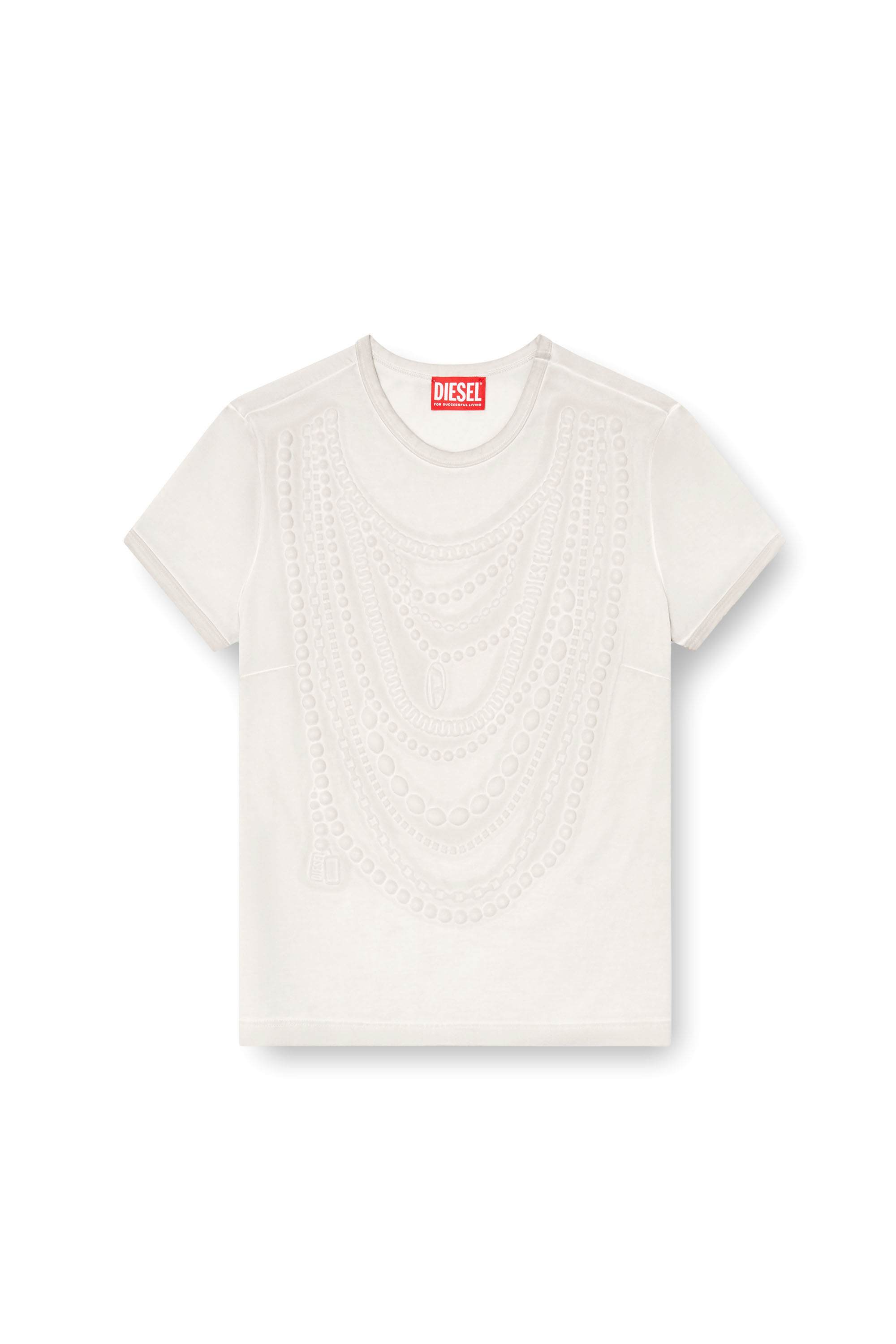 Diesel - T-NEKKA, Camiseta con diseño de collar en relieve Mujer in Gris - 2