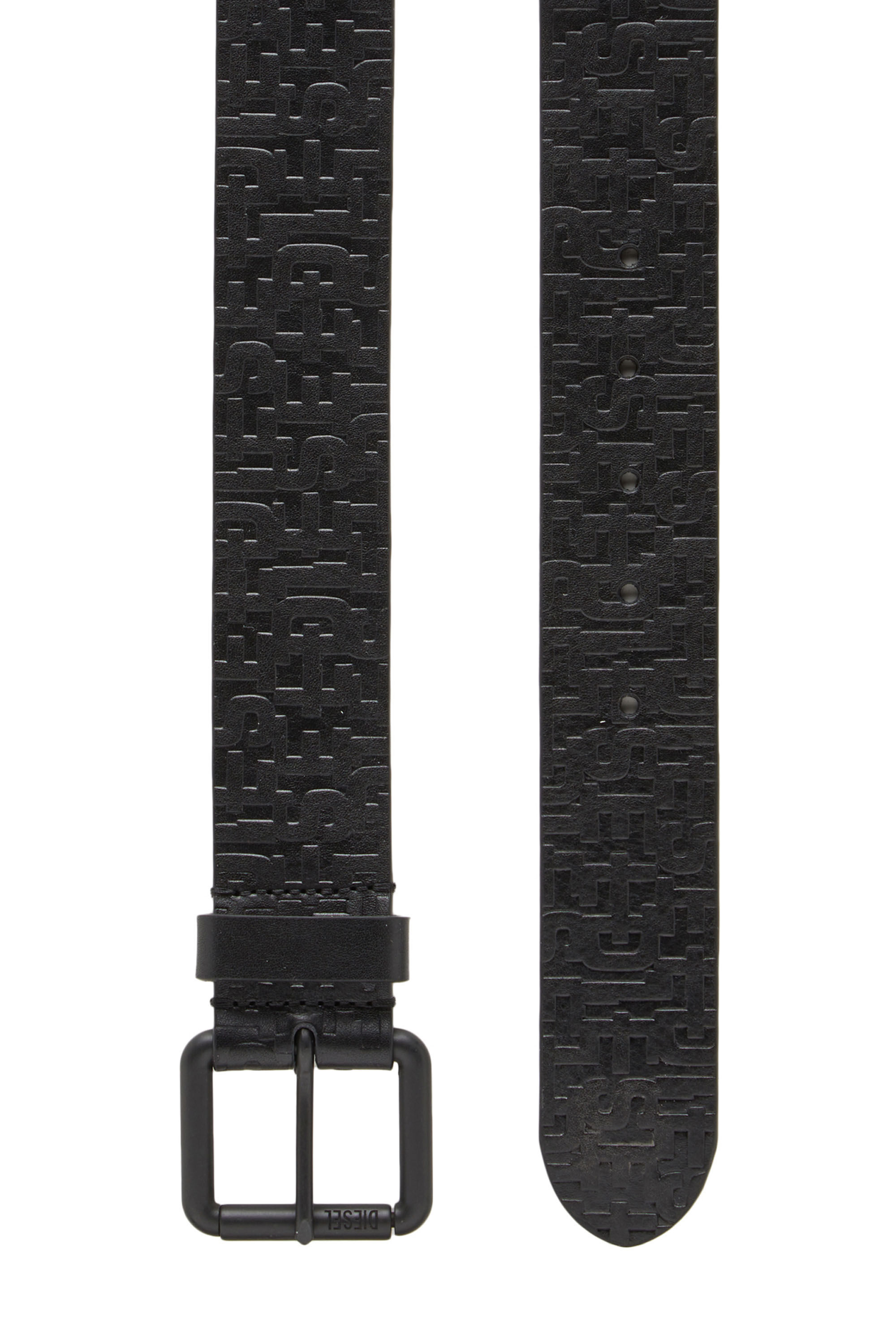 Diesel - B-MONOGRAM LE, Man's Leather belt with monogram embossing in Black - 2