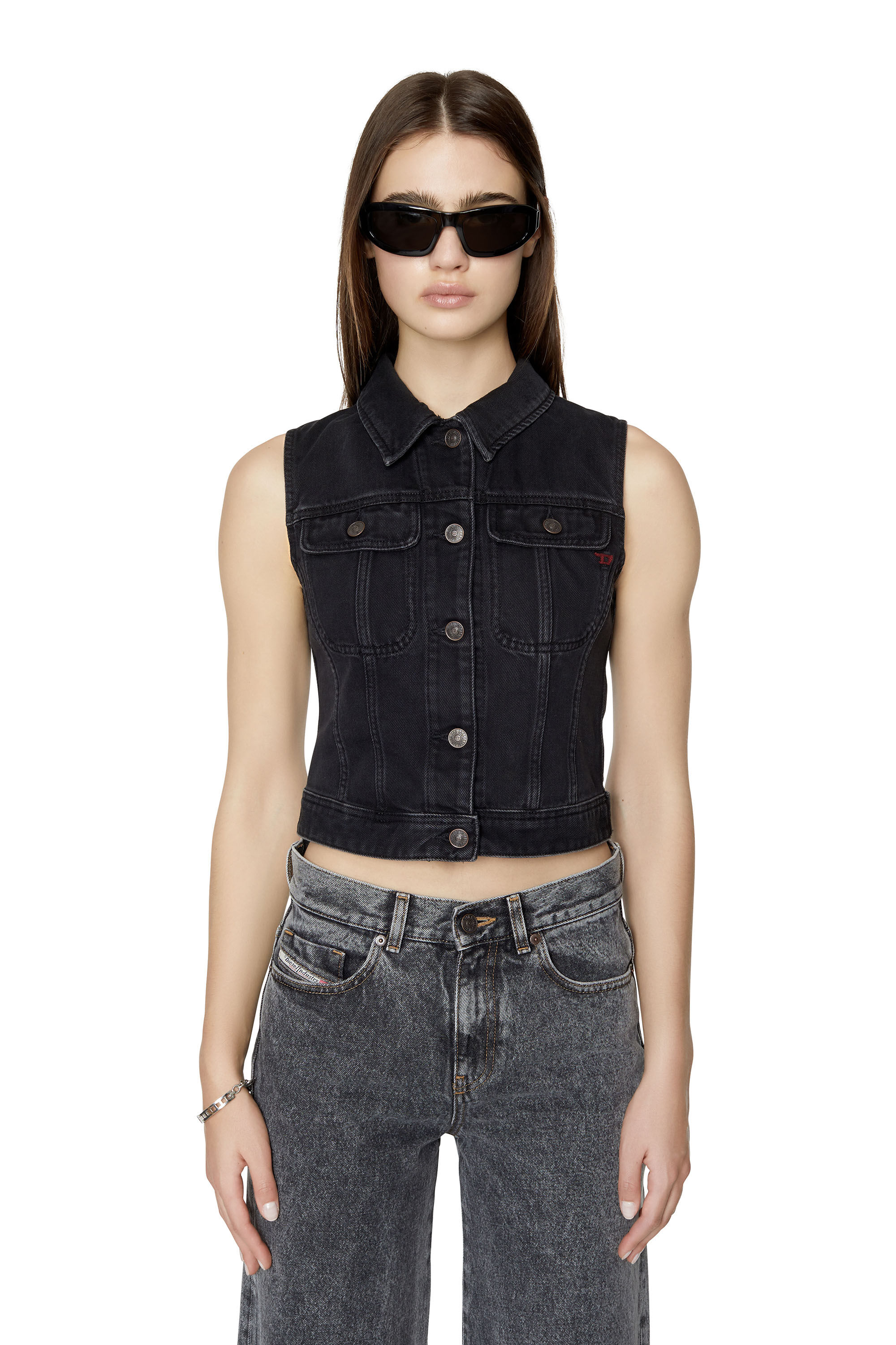 DE SLIMMY SM Woman Slim fit sleeveless denim vest Diesel