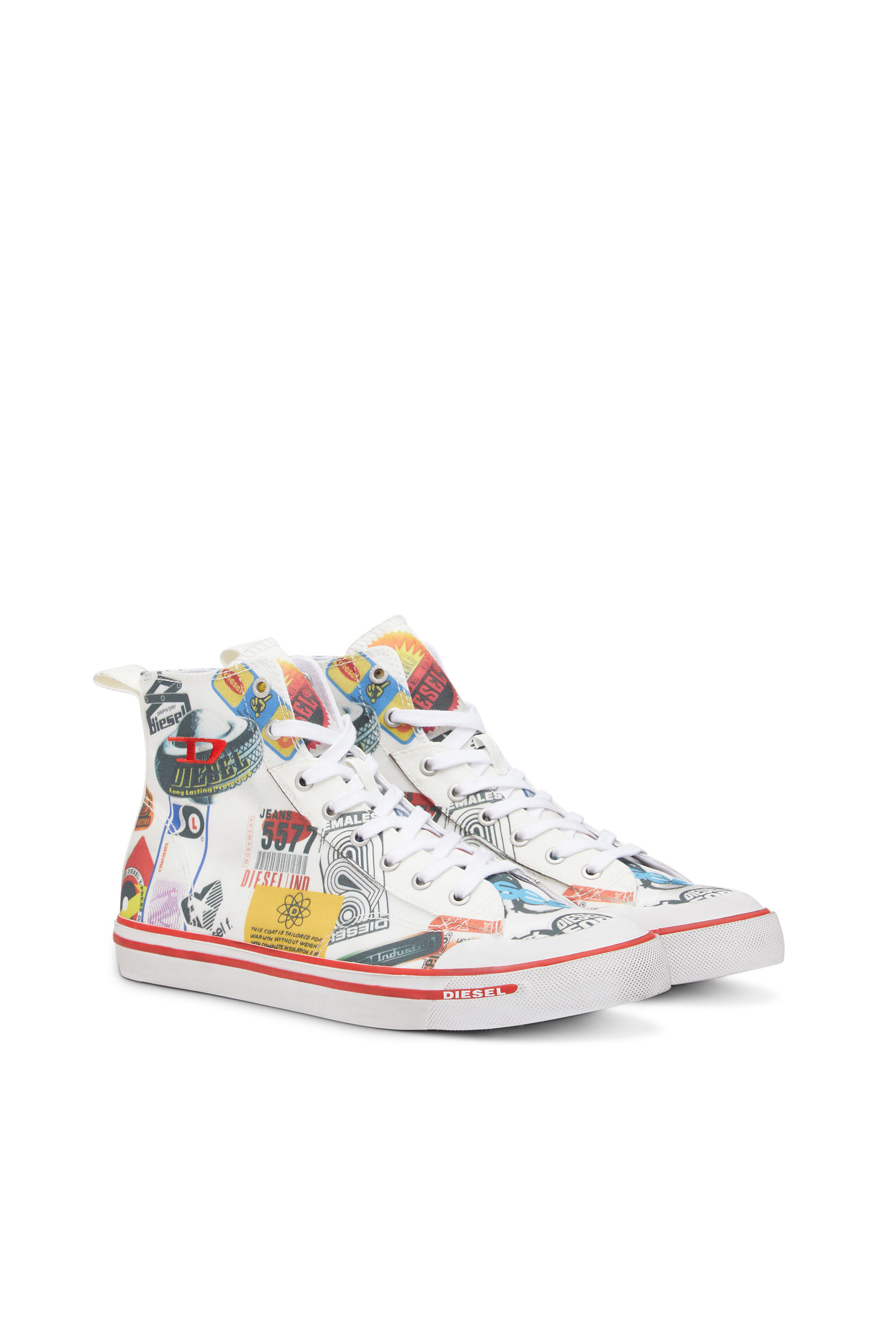 ディーゼル DIESEL S-ATHOS MID ホワイト 28.0 cm Men's S-Athos Mid - High-top canvas sneakers oval patch | Diesel