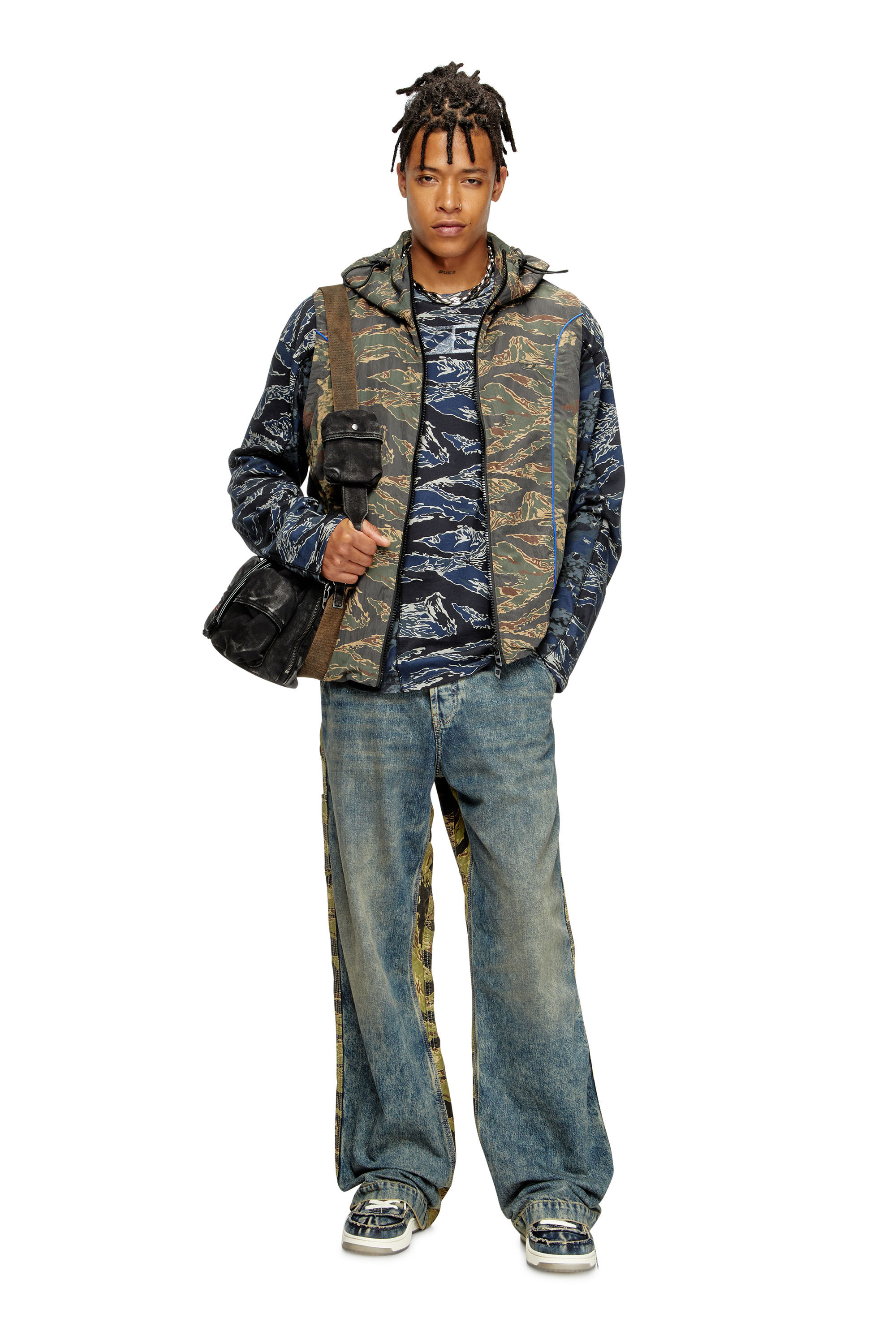 Diesel - J-OSTEND-SL-CAMU, Chaleco con capucha y mezcla de estampados de camuflaje Hombre in Multicolor - 1