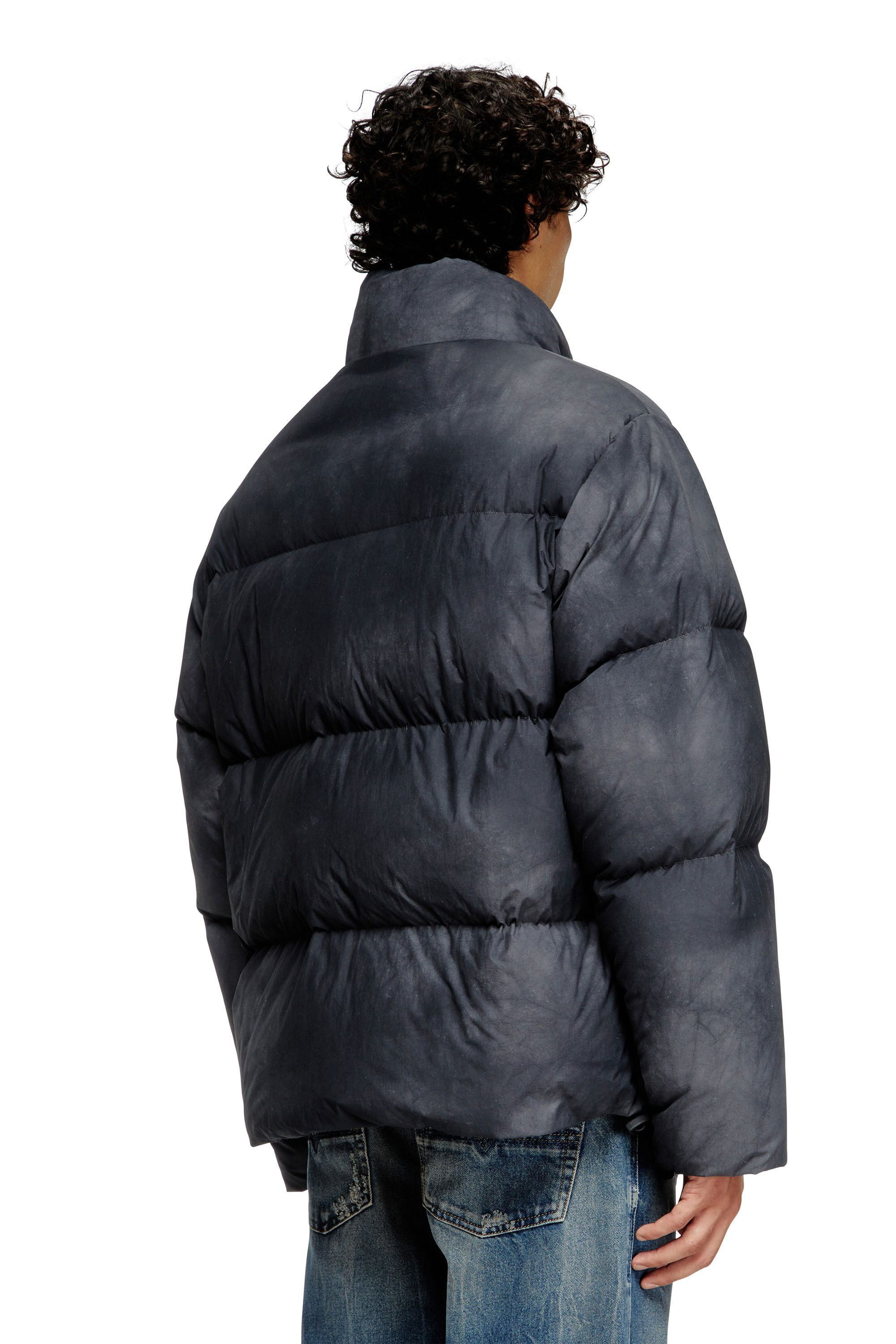 Diesel - W-RAVEEL, Man's Hooded down jacket in patchy nylon in Black - 5