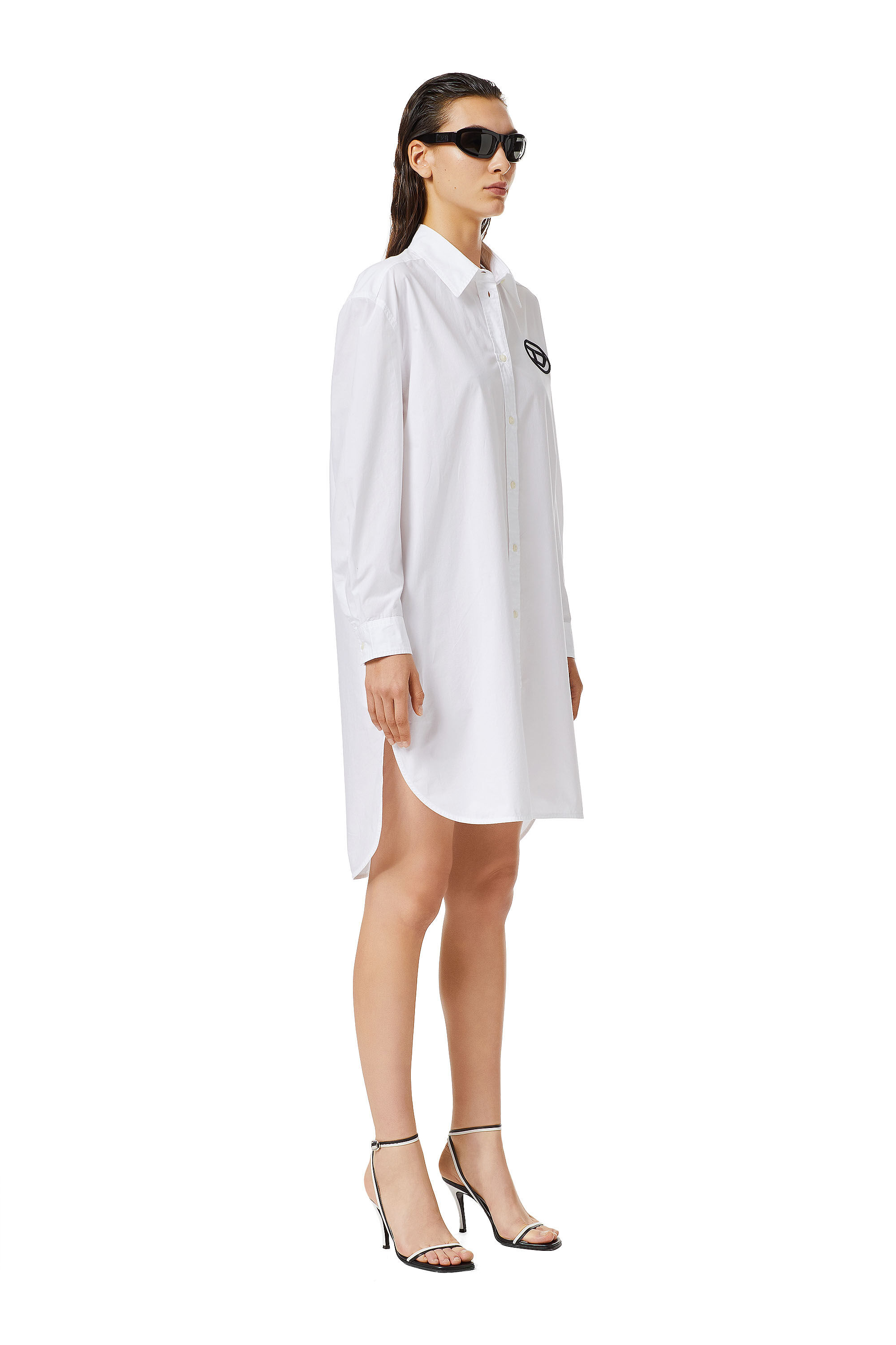 Diesel - D-LUNAR-A, Woman's Oversized shirt dress in White - 4