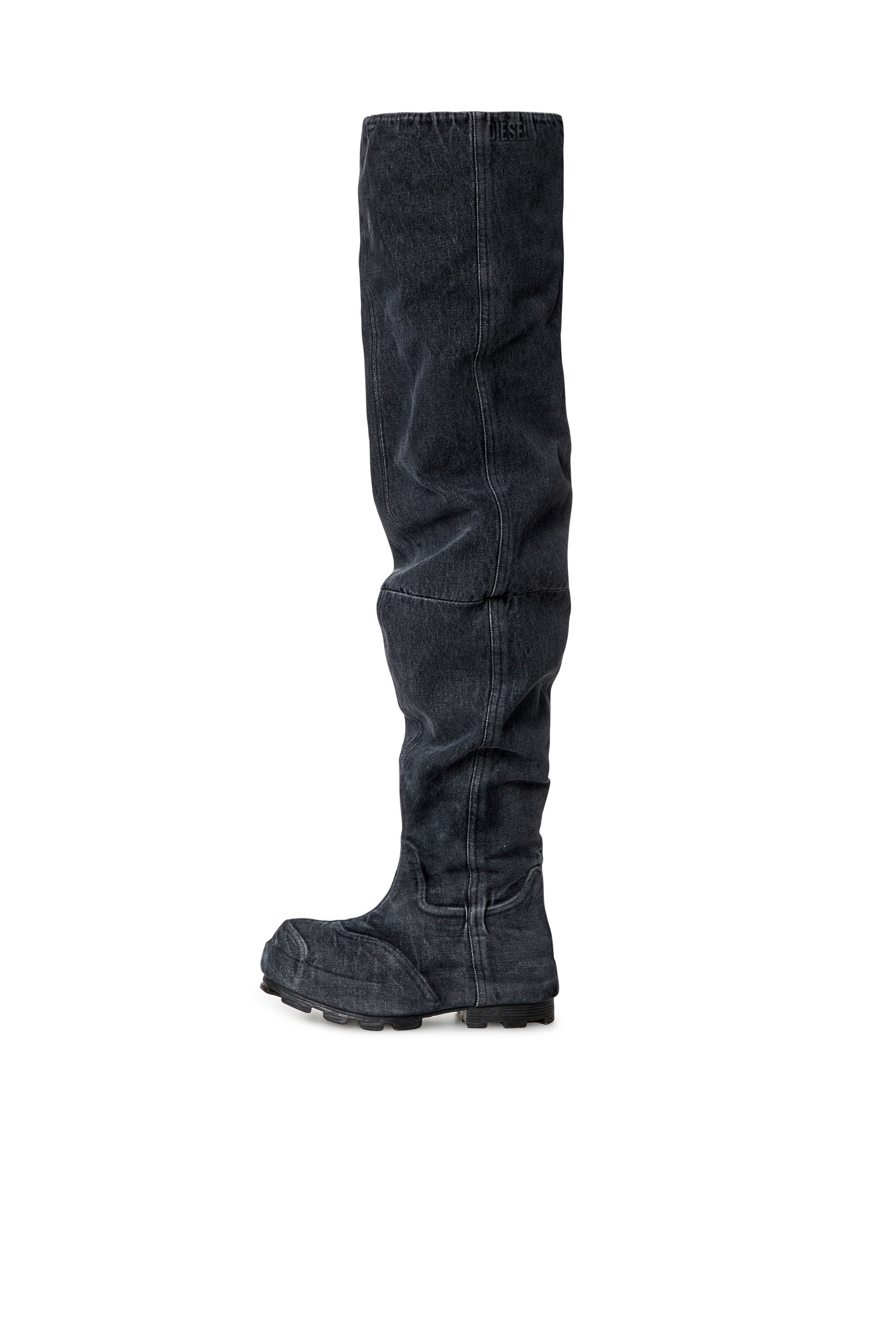 Diesel - D-HAMMER TBT MD, Man's D-Hammer Tbt Md Boots - Over-the-knee boots in washed denim in Black - 4