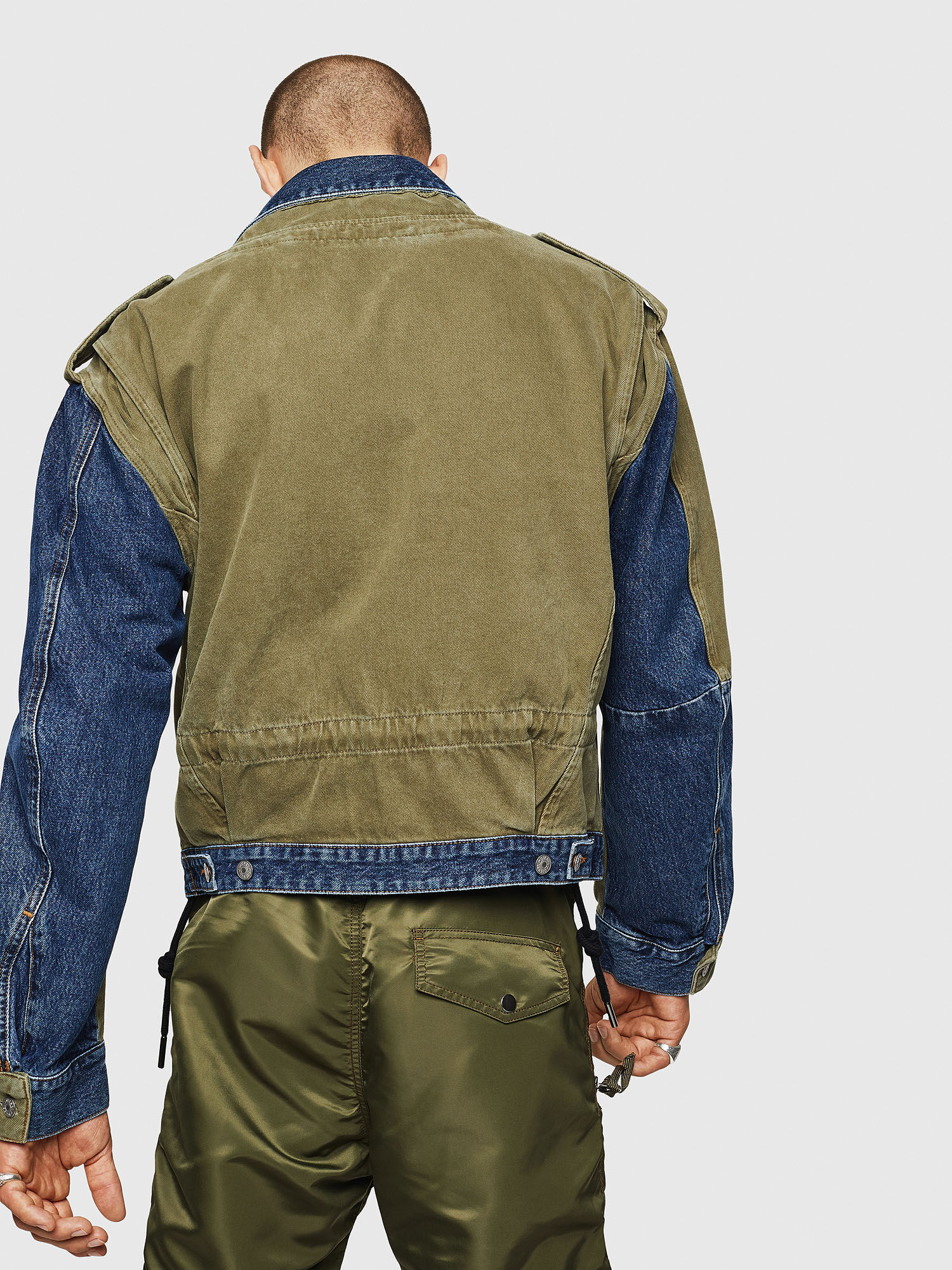 D-MALLY Men: Layered-effect military trucker jacket | Diesel