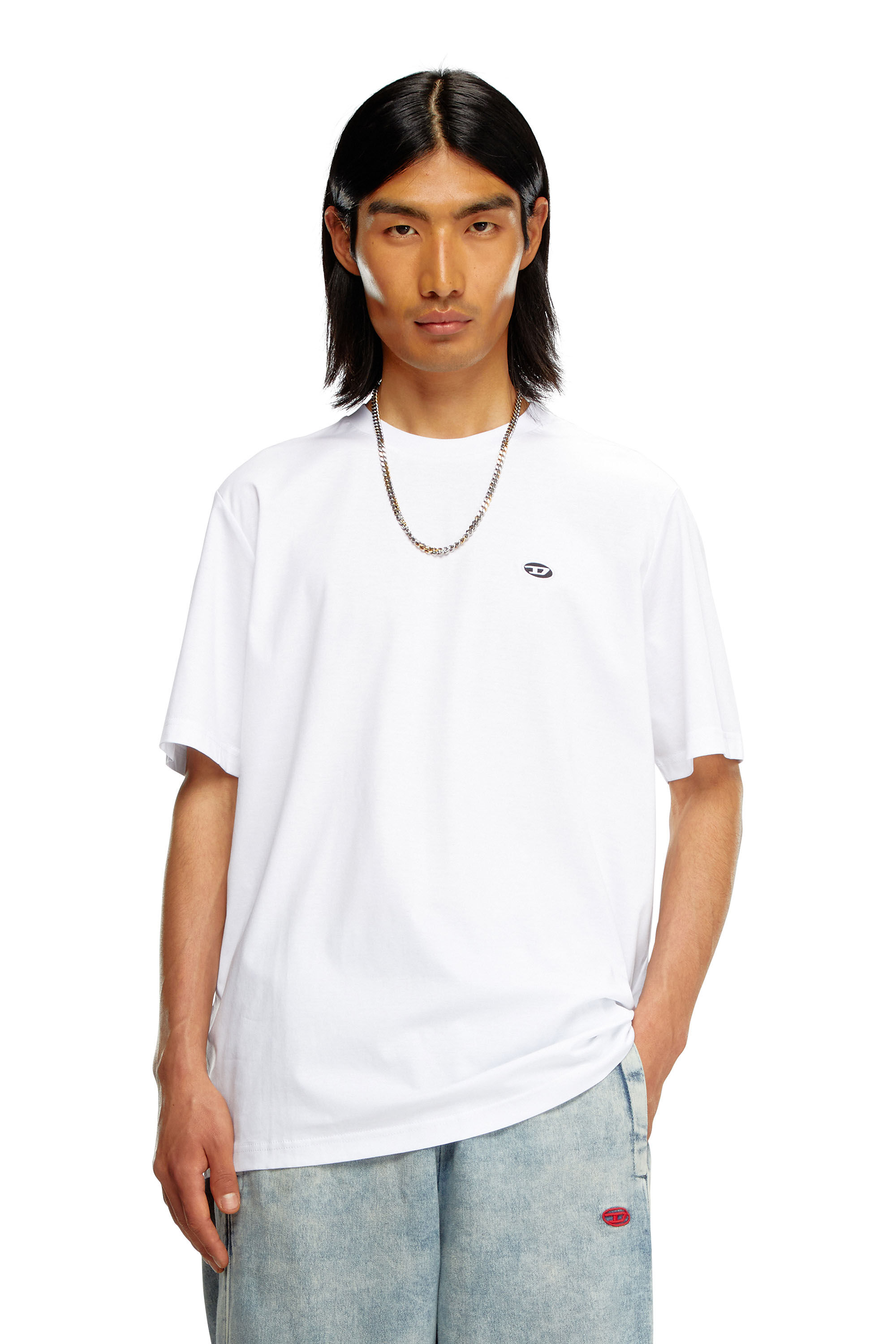 Tシャツ・カットソー DIESEL | T-JUST-DOVAL-PJ T-SHIRT WHITE A03819 0AIJU 141 T-JUST-DOVAL-PJ: T-shirt with oval D patch | Diesel