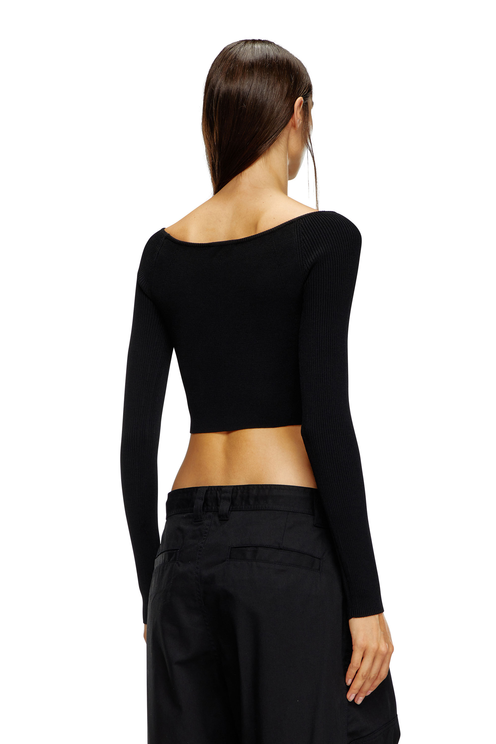 Diesel - M-VERA-LS, Top con escote de hombros descubiertos de tejido en canalé Mujer in Multicolor - 5