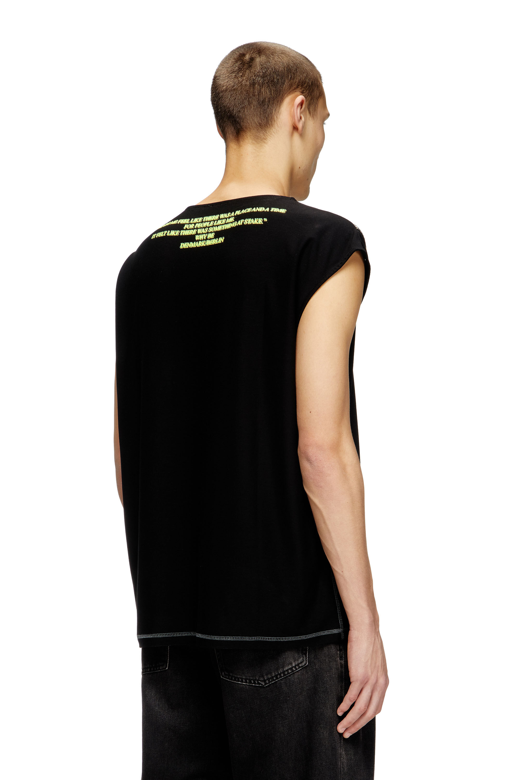 Diesel - T-ISAK-A, Unisex's Sleeveless T-shirt with lyrics print in Black - 5