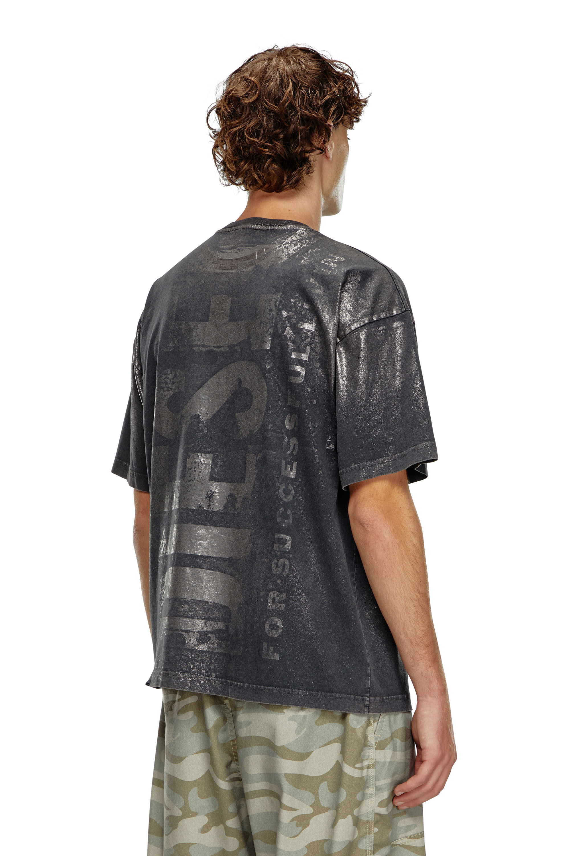 Diesel - T-BOXT-Q23, Man's Logo T-shirt with metallic effects in Black - 4