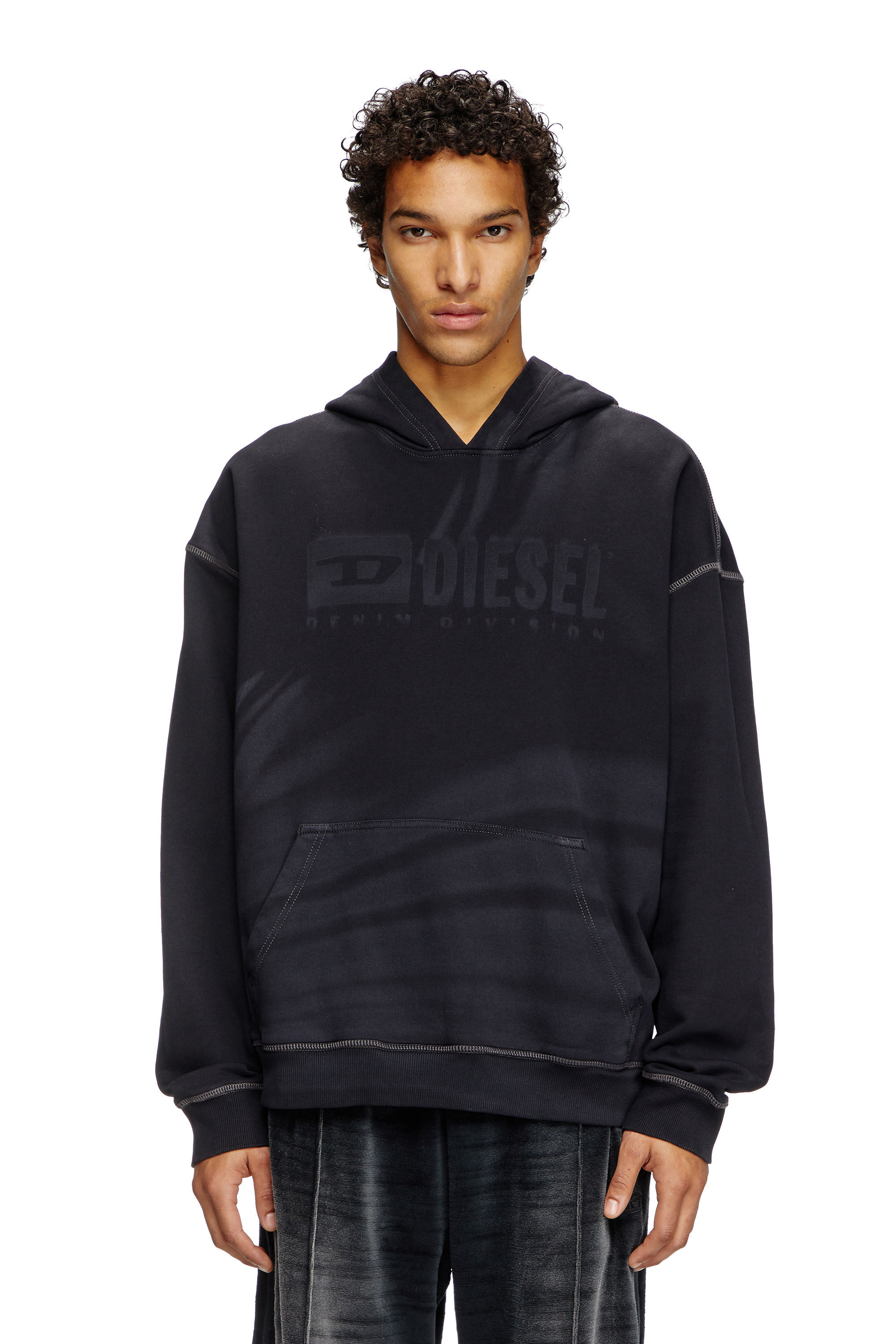 Diesel - S-BOXT-HOOD-R9, Sudadera con capucha con el logotipo desteñido con láser Hombre in Negro - 3
