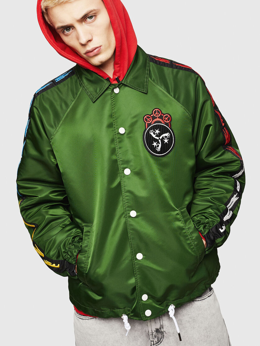 J Akito Emb Men Embellished Coach Jacket In Nylon Diesel
