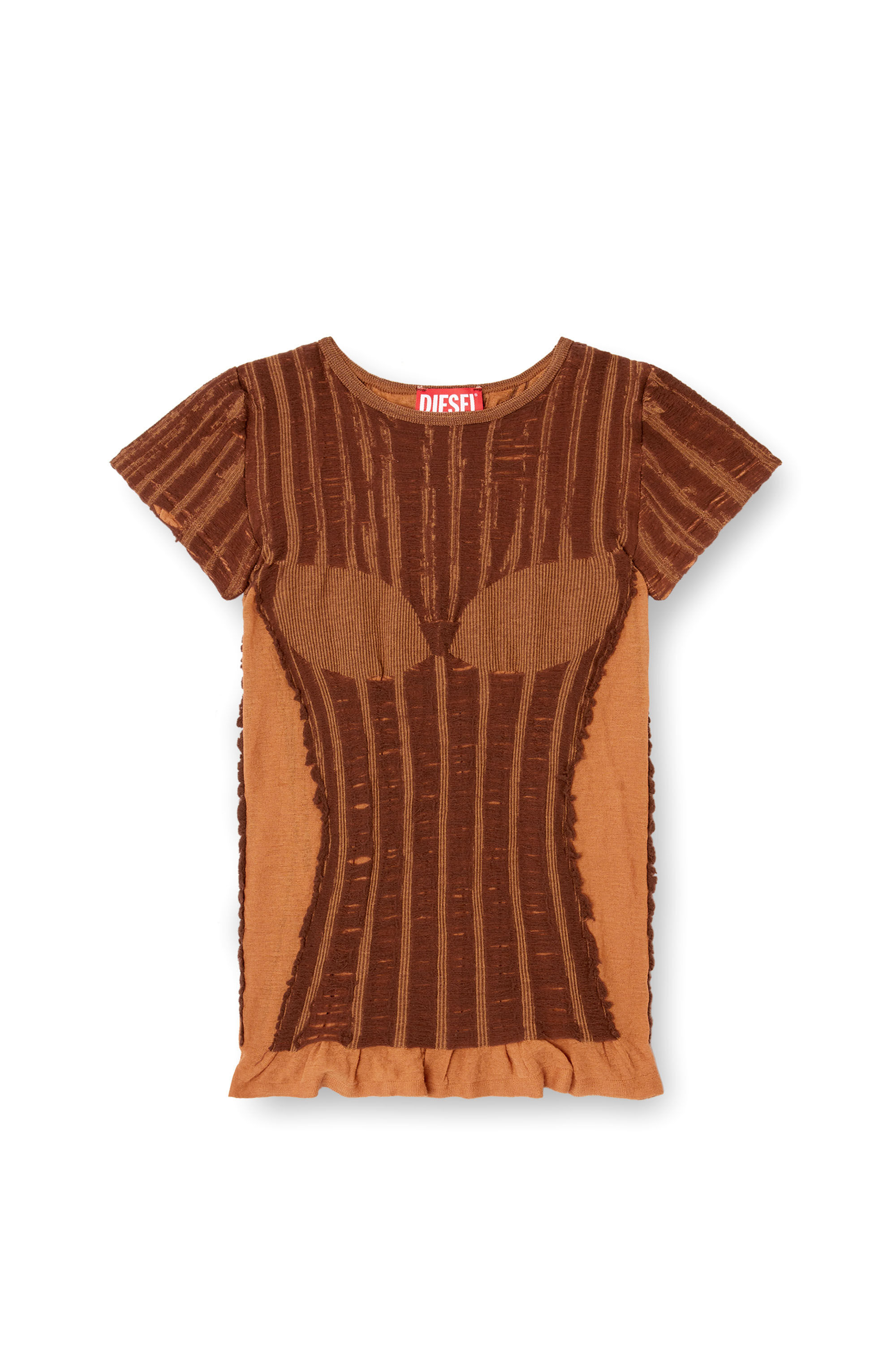 Diesel - M-CALAI-SS, Woman's Seamless T-shirt with lingerie illusion in null - 2