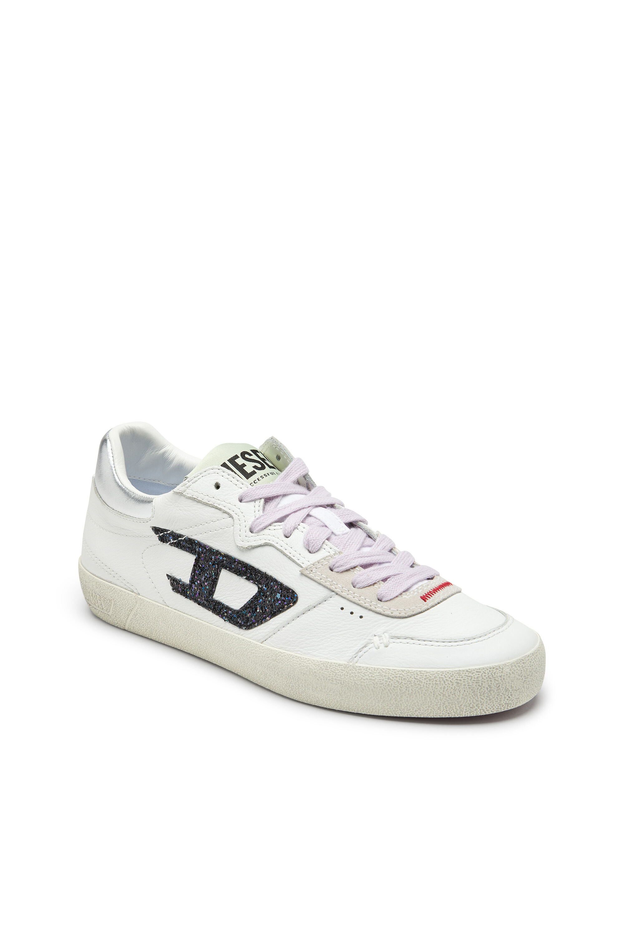 Women's S-Leroji-Leather sneakers with glitter logo | Multicolor | Diesel