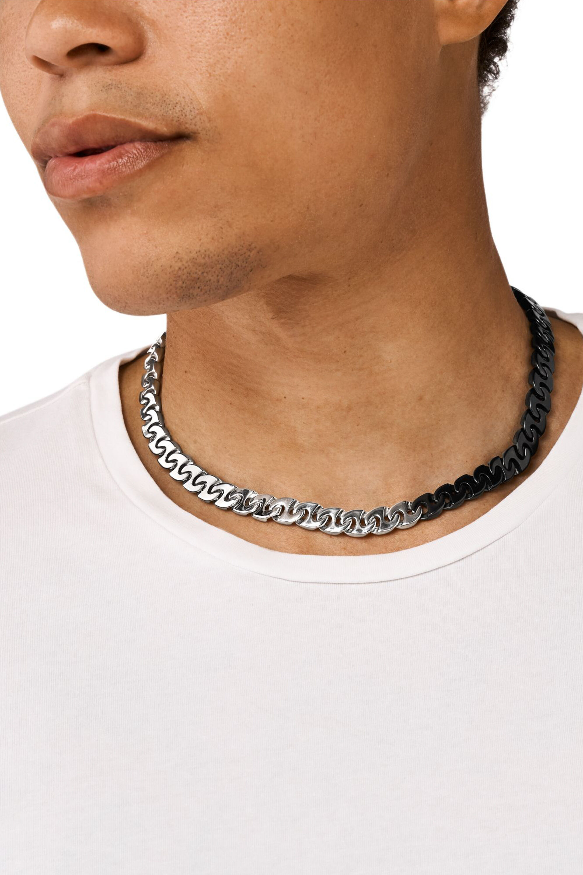 Women's Two-Tone Stainless Steel Chain Necklace | Silver