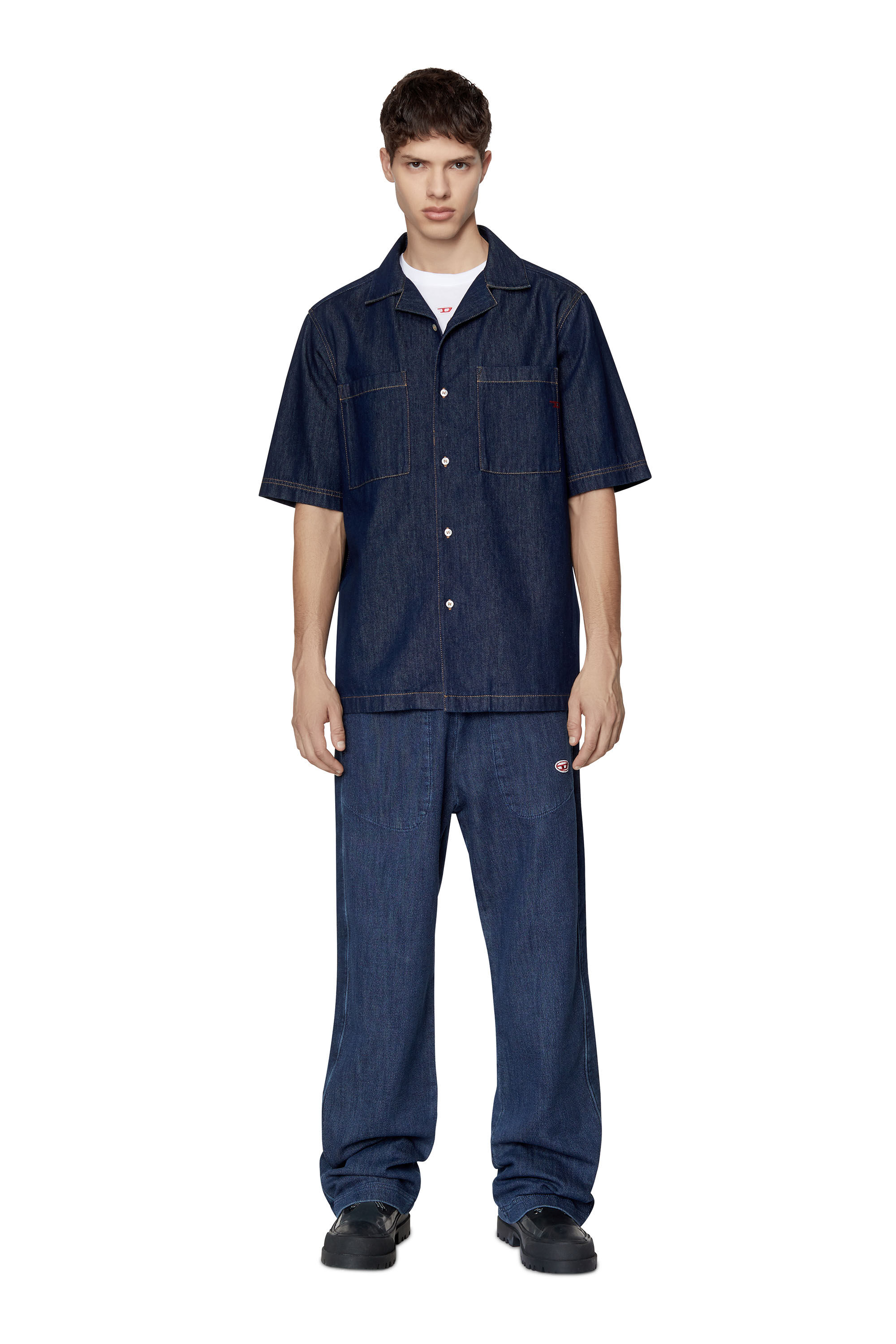 D-PAROSHORT Man: Bowling shirt in rinse cotton denim | Diesel