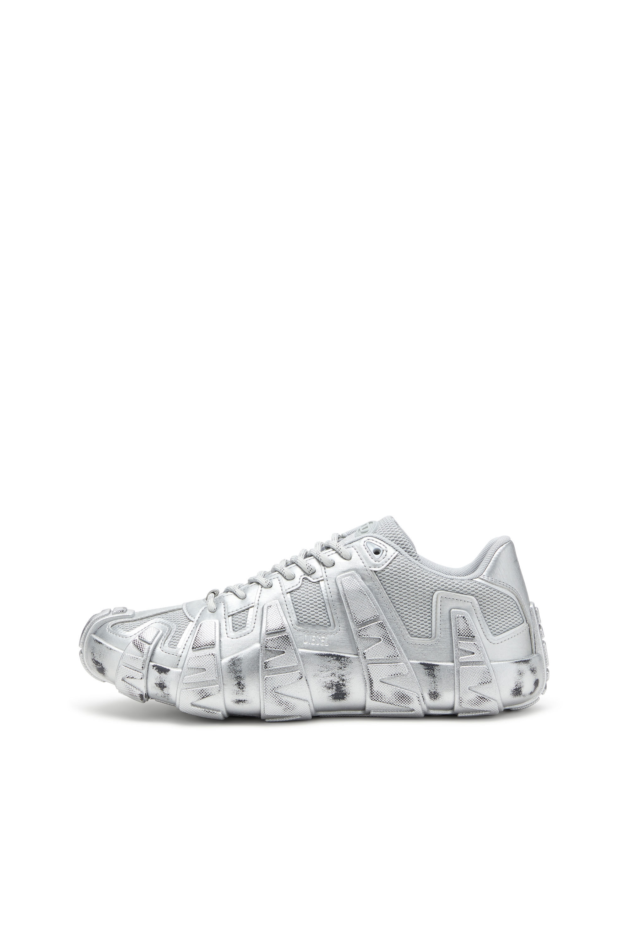 Diesel - S-D-GRIFFE LOW, Deportivas metálicas de malla y PU Hombre in Plateado - 7