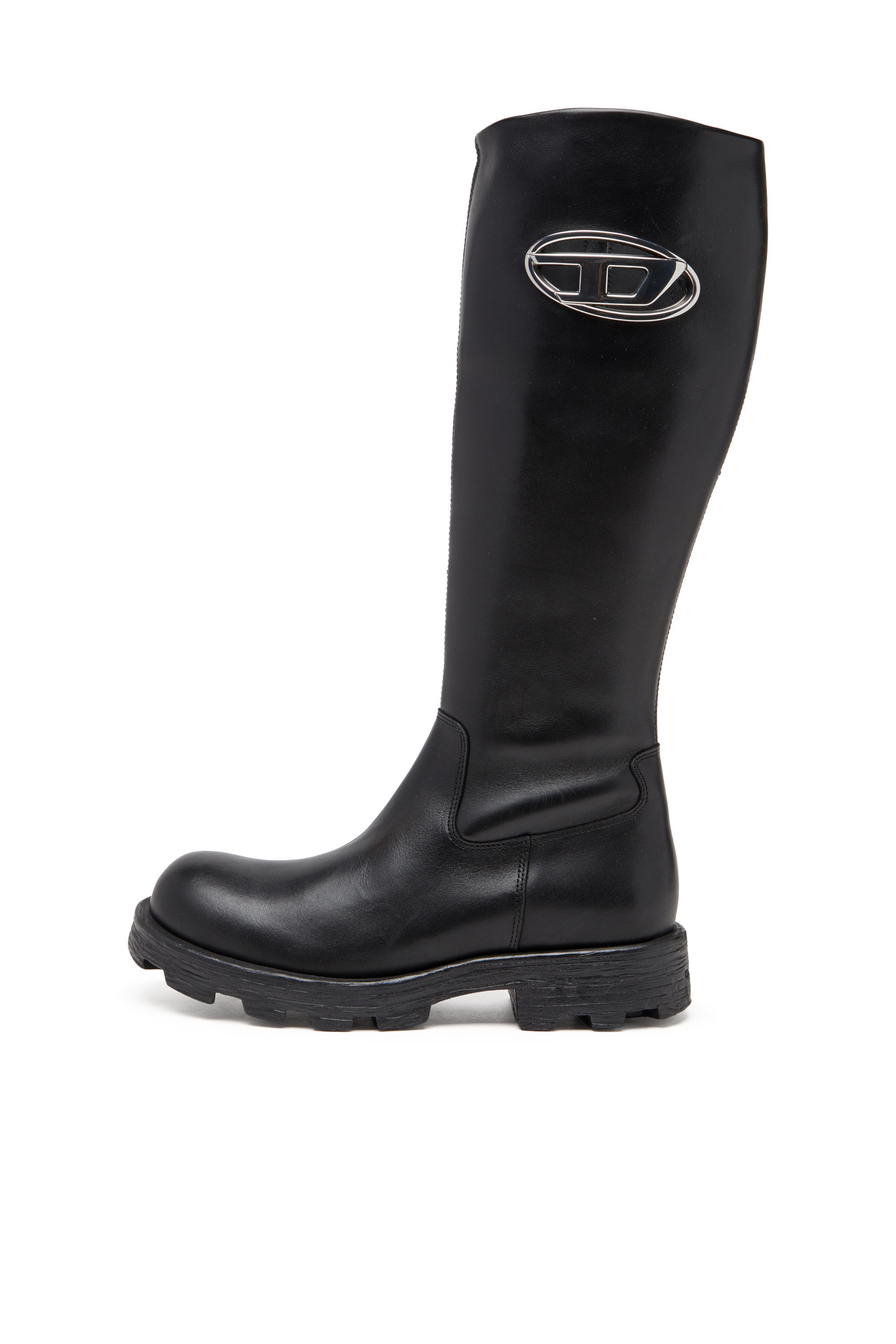 【予約受付中】 Women's D-Hammer-Leather knee-high boots | Black | Diesel ボトムス