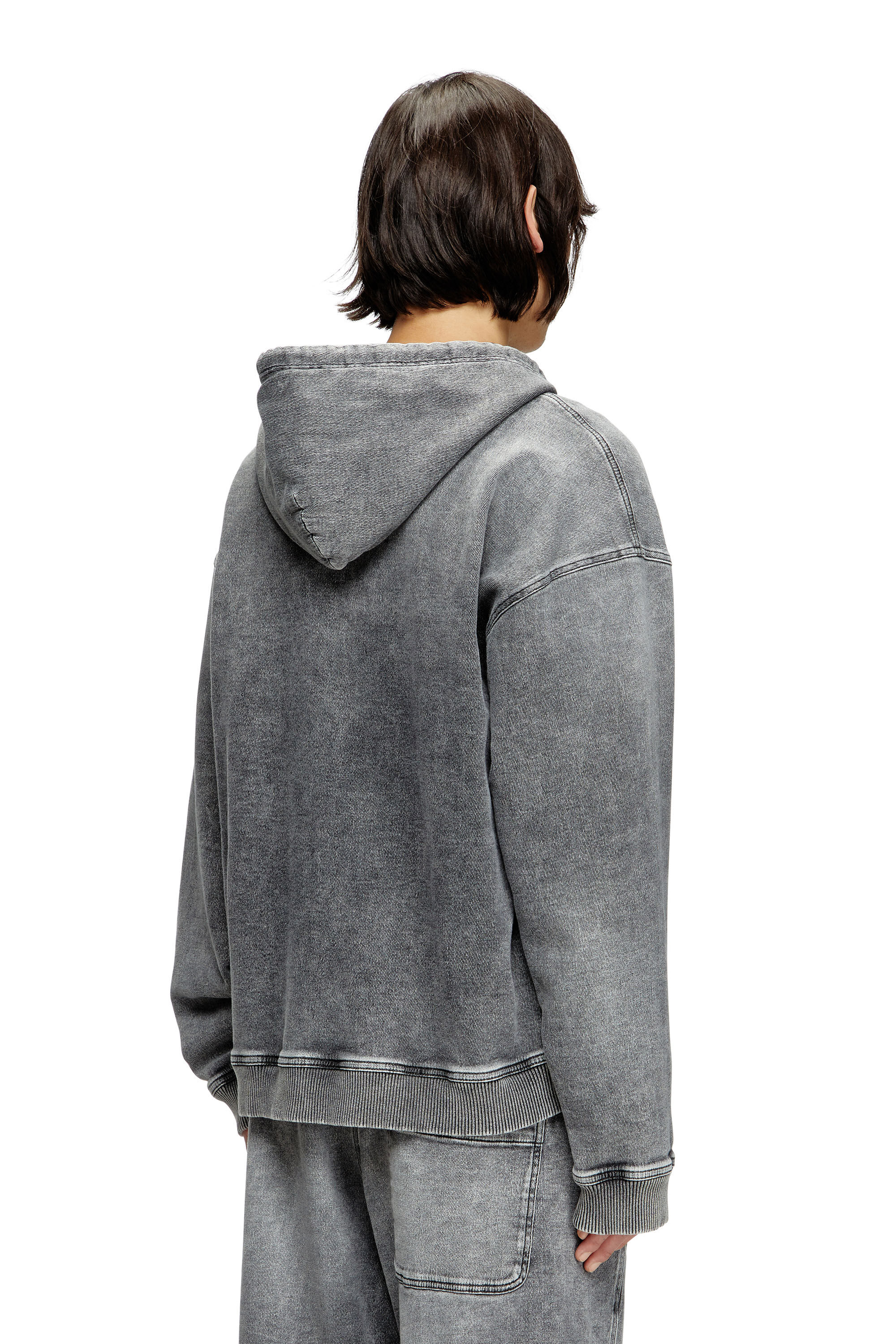 Diesel - HS D-GIRI-S TRACK, Sudadera con capucha y cremallera en Track Denim marmoleado Unisex in Gris - 4