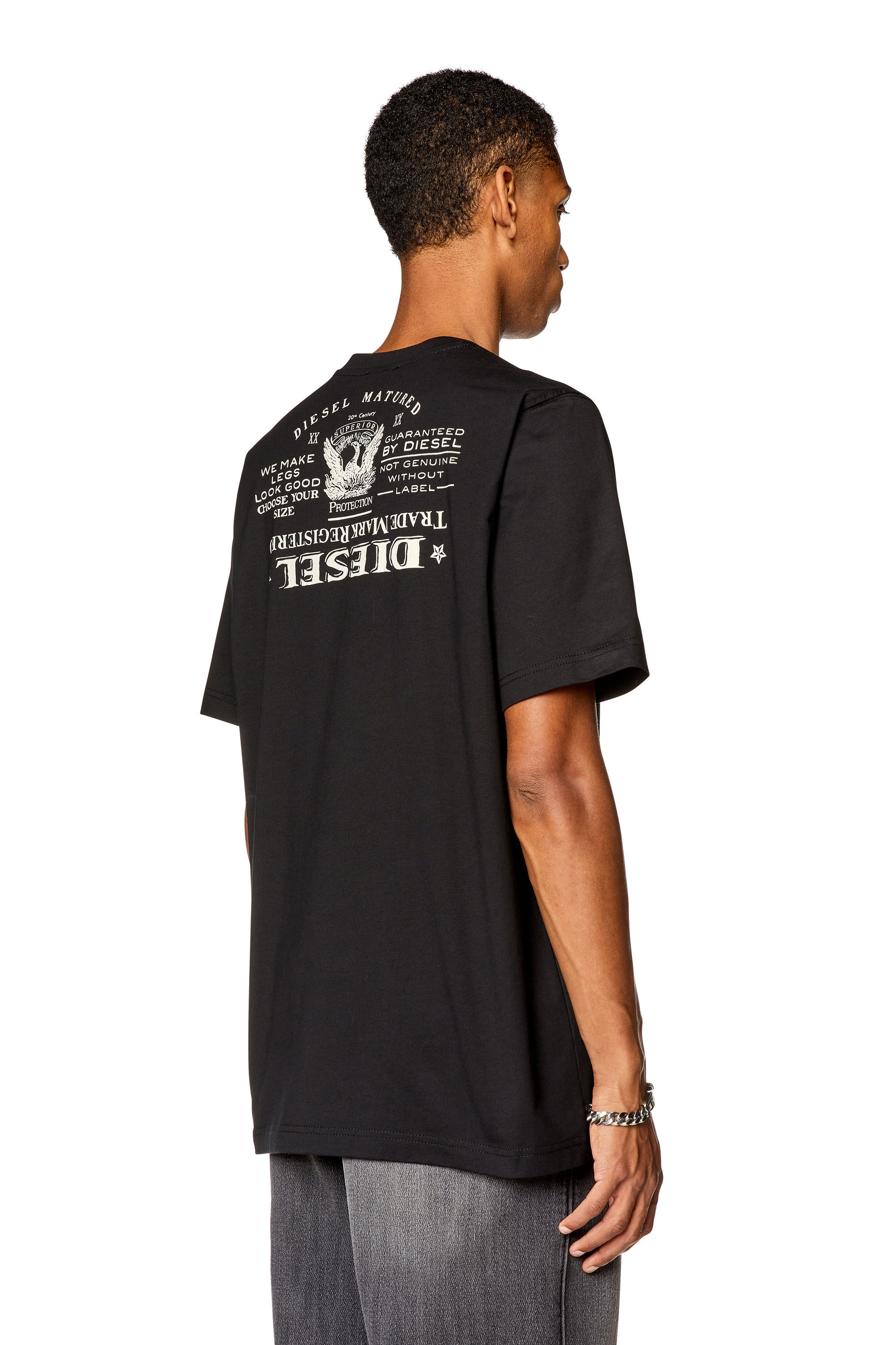 Men's T-shirt with Trademark Registered prints | Black | Diesel
