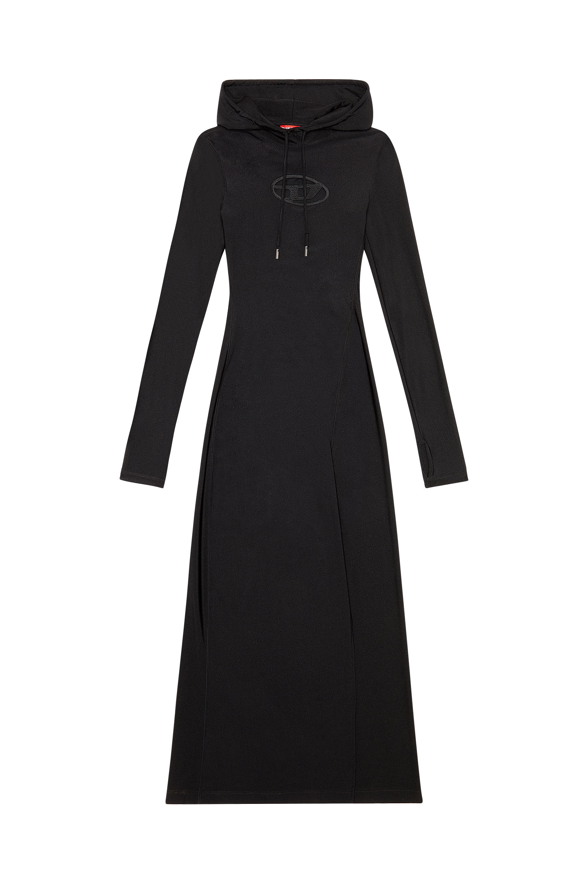 Women's Hoodie dress in shiny stretch nylon | Black | Diesel