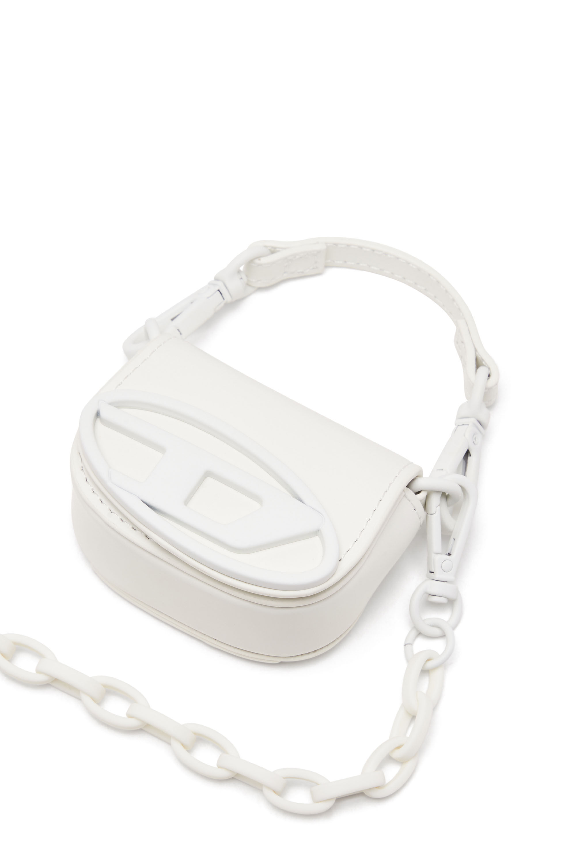 Women's Iconic micro bag charm in matte leather | White | Diesel