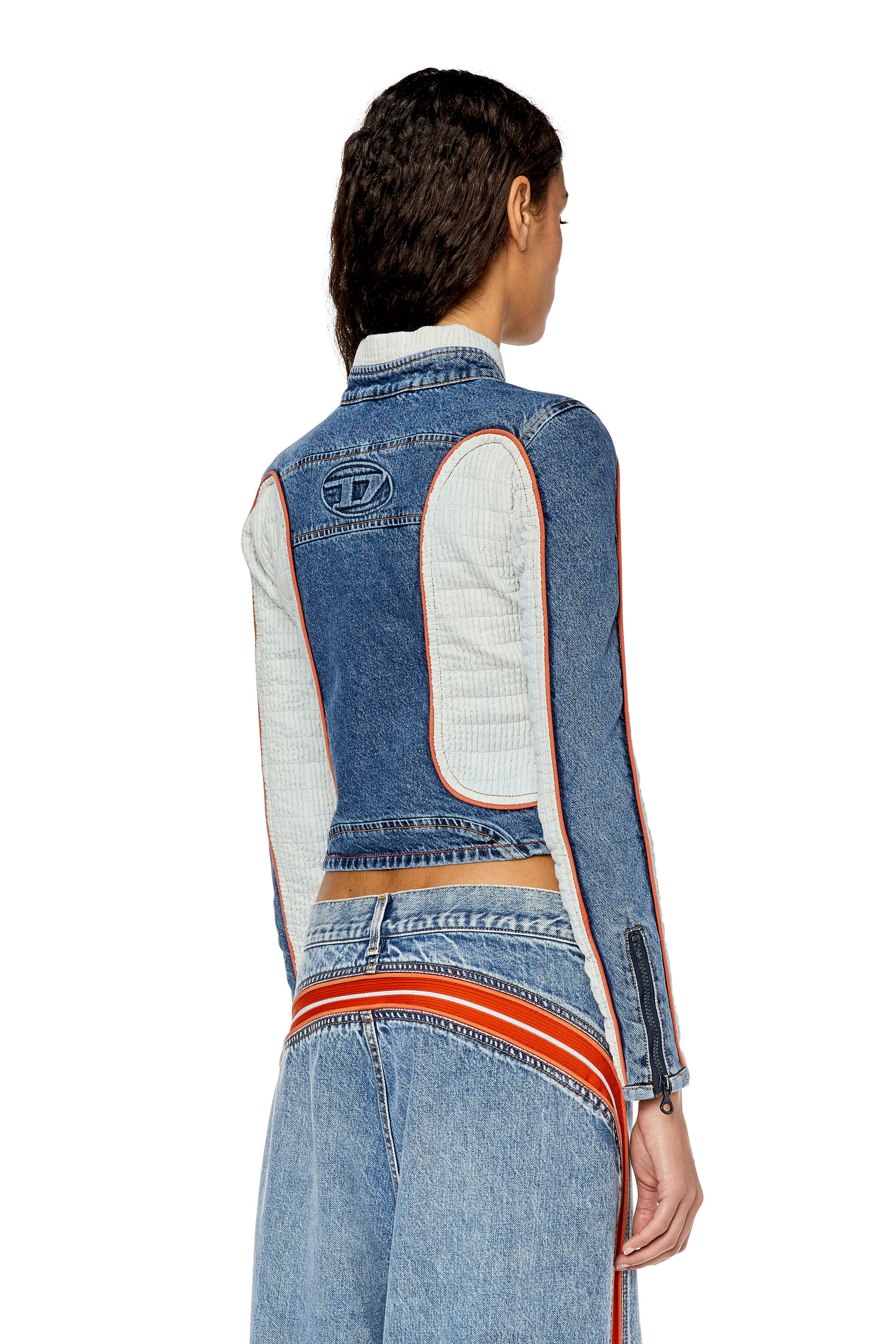 DE-LIGHT-S Woman: Cropped biker jacket in denim and fabric | Diesel