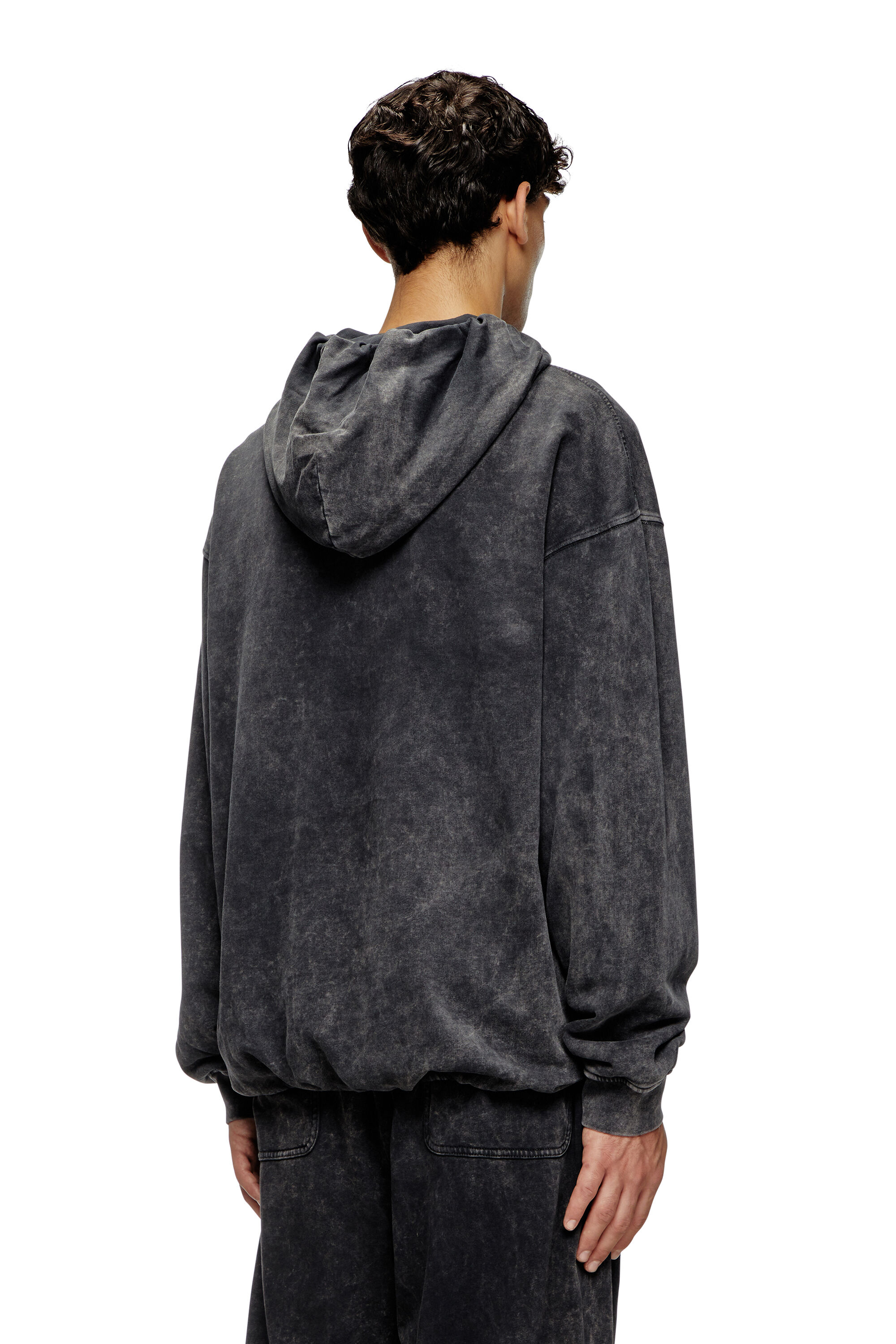 Women's Gathered acid-wash hoodie | Grey | Diesel
