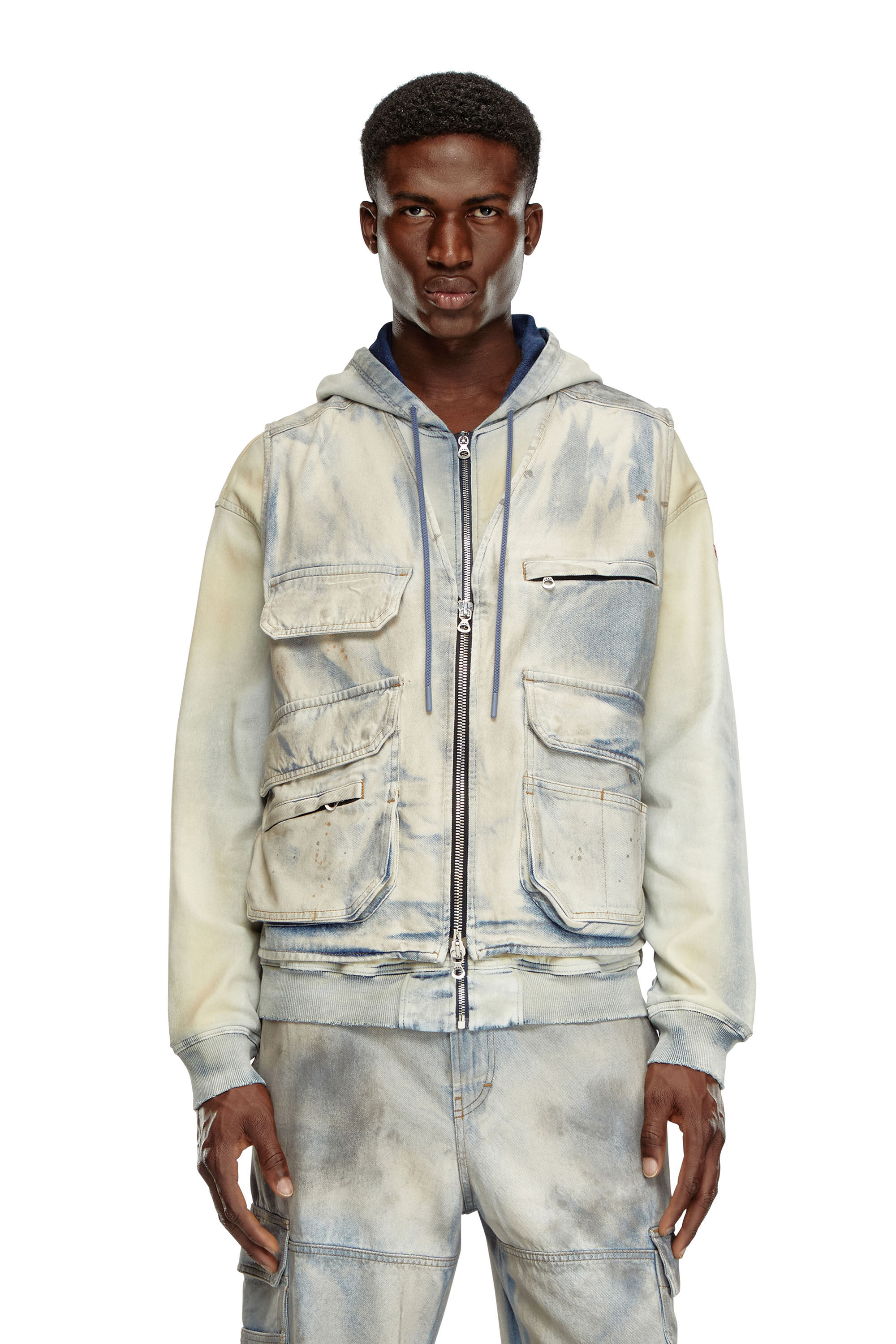 Diesel - D-SAMP-S, Chaqueta sin mangas de denim solarizado Hombre in Multicolor - 3