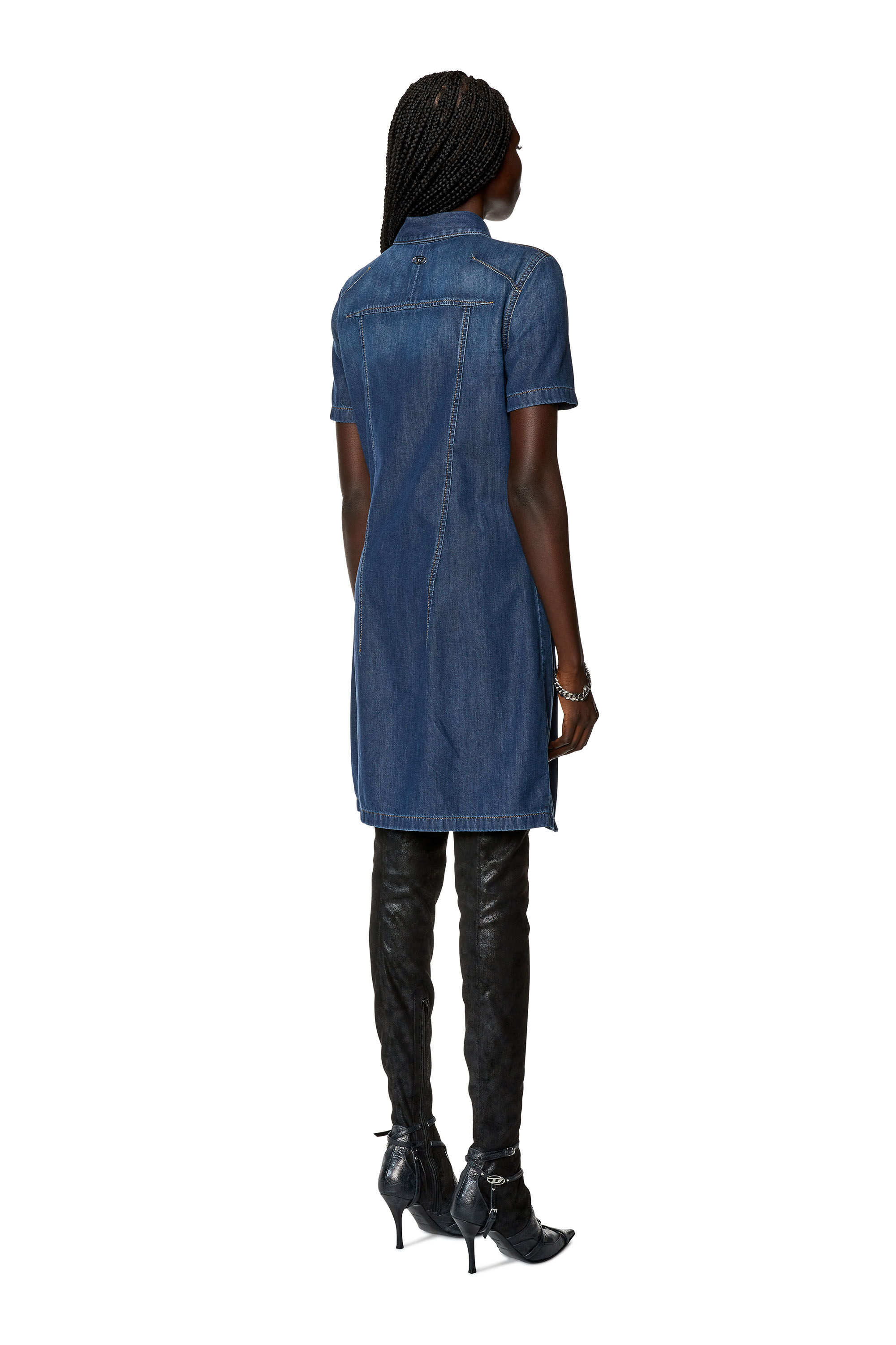 Women s Buttoned shirt dress in stretch denim Blue Diesel