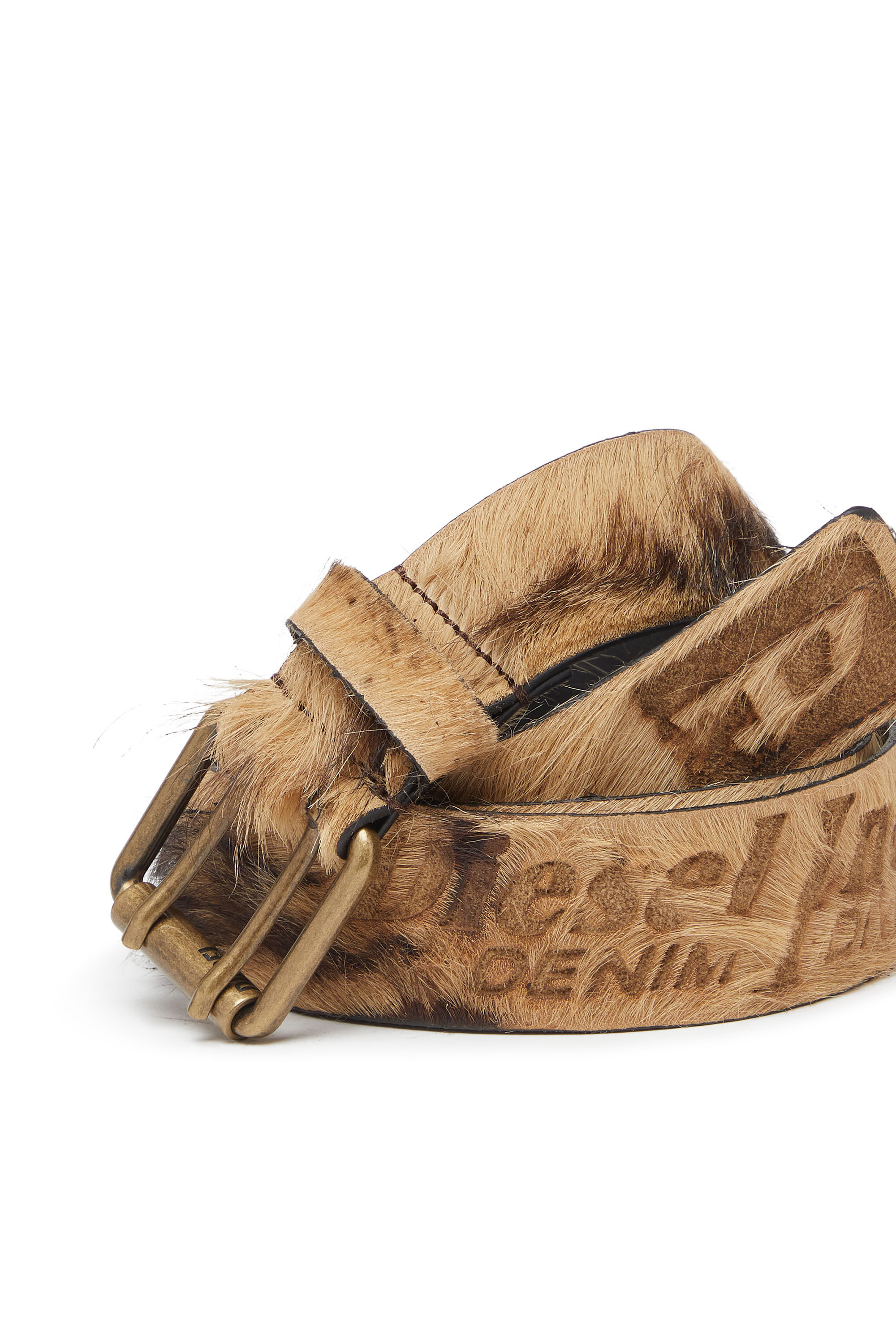 Diesel - B-FLAG-D, Cinturón de 4 cm en piel de pelo largo Unisex in Marrón - 3