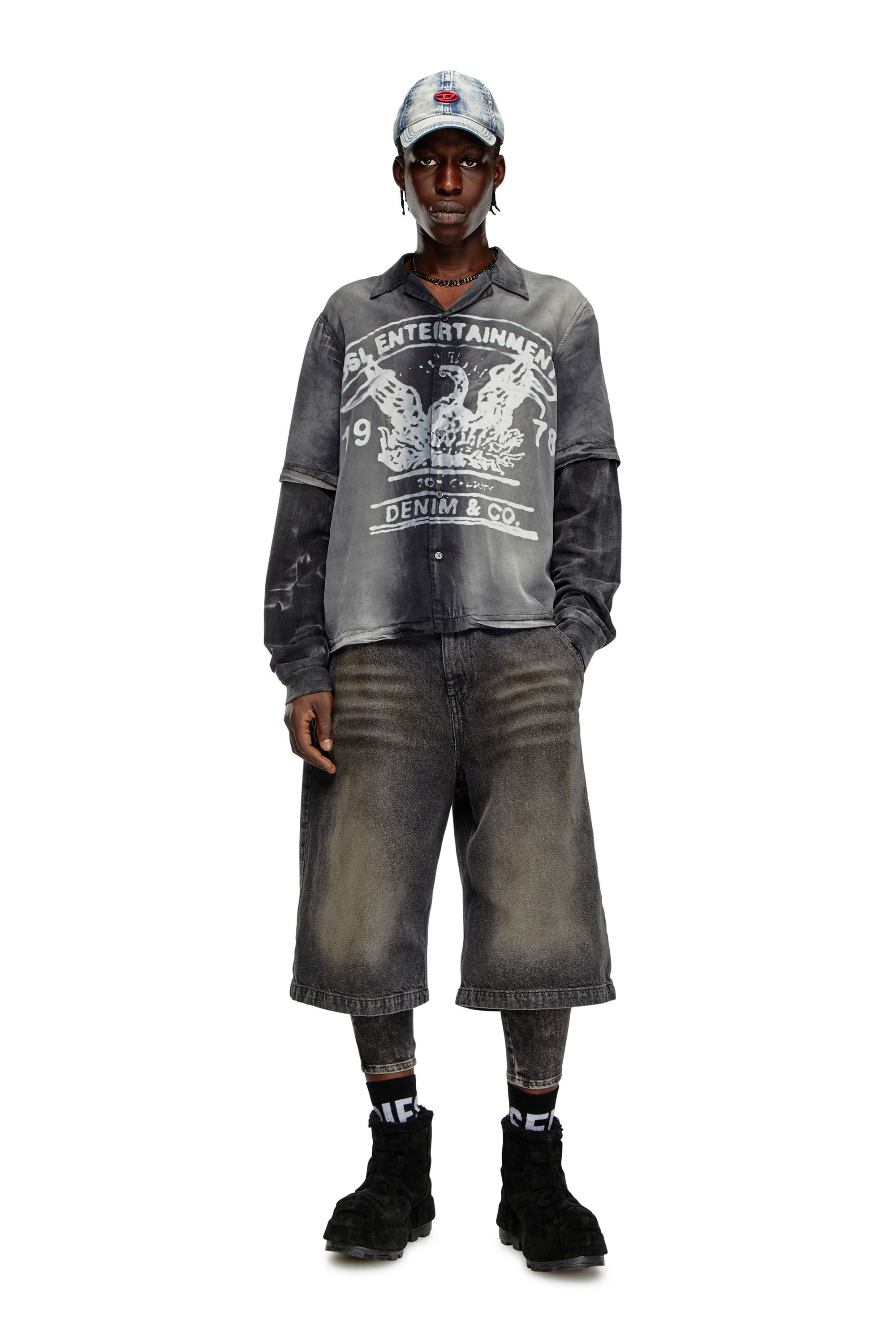 ファッション人気ブランドランキング Men's Faded bowling shirt with logo graphic | Multicolor トップス