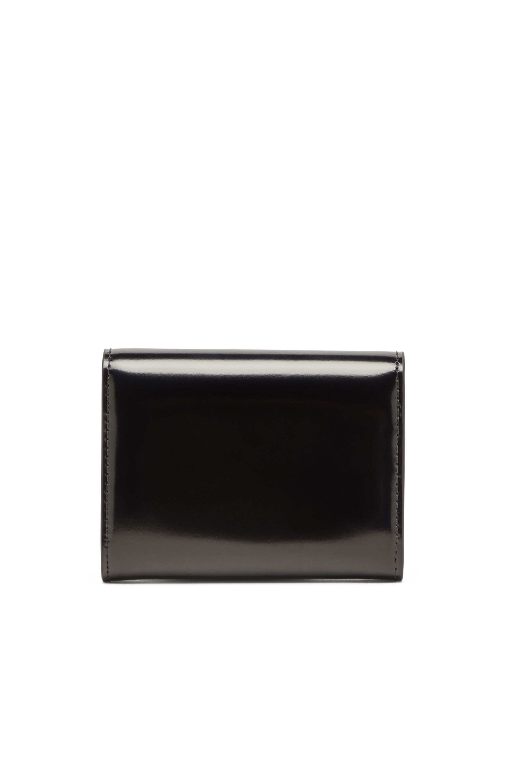 Women's Bi-fold card holder in mirrored leather | Black | Diesel