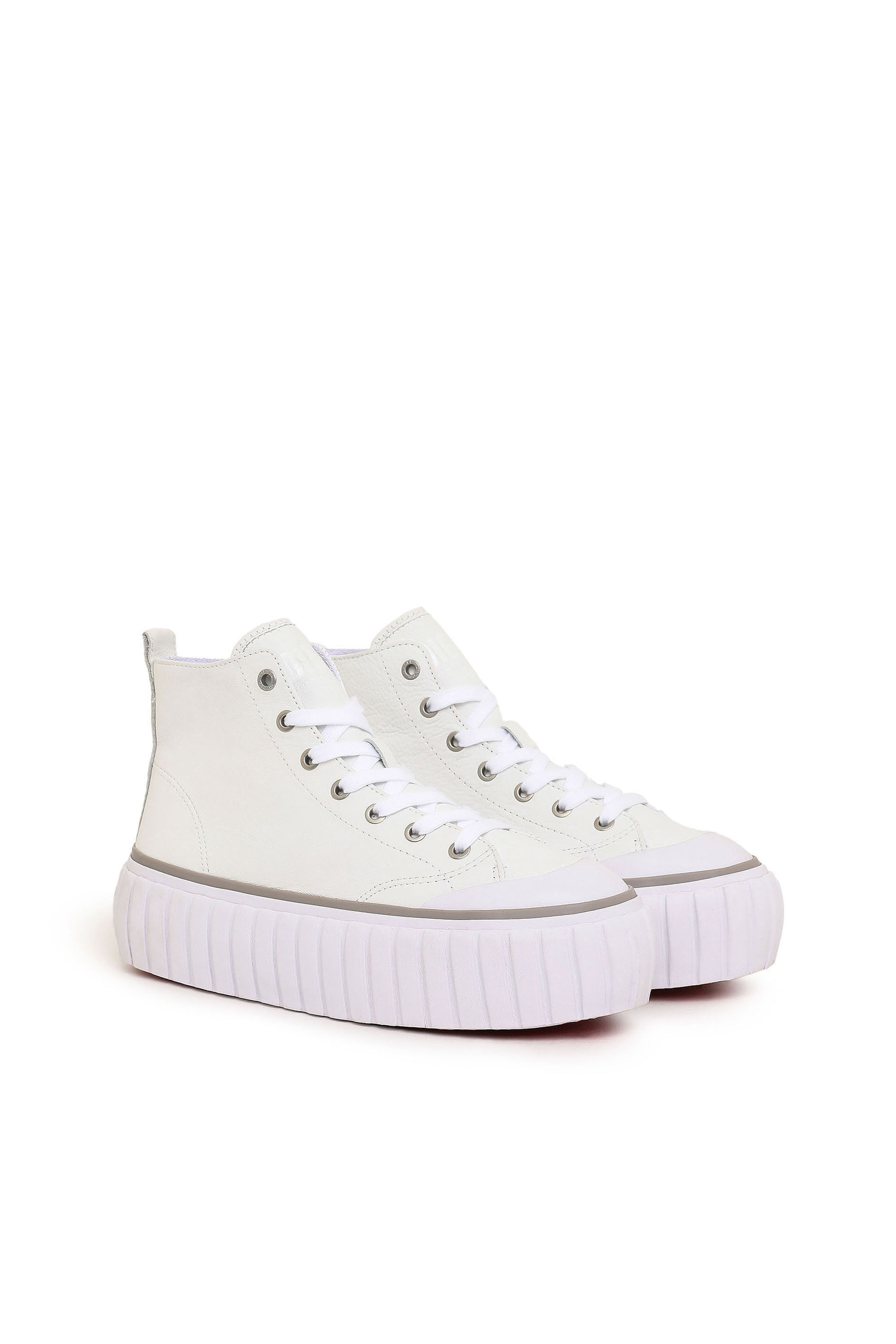 Diesel - S-HANAMI MID X, Woman's S-Hanami Mid X - High-top platform sneakers in leather in White - 2