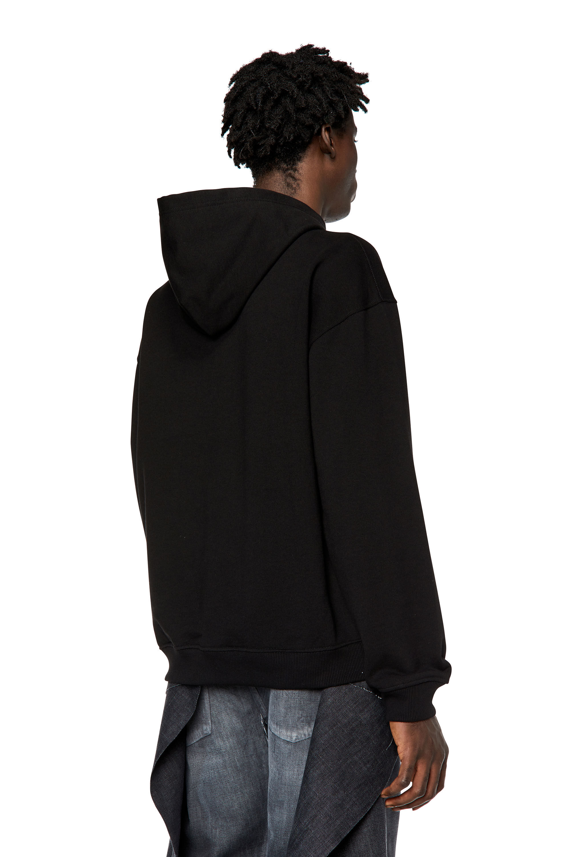 S-NLABEL-HOOD Man: Hoodie with frayed logo patch | Diesel