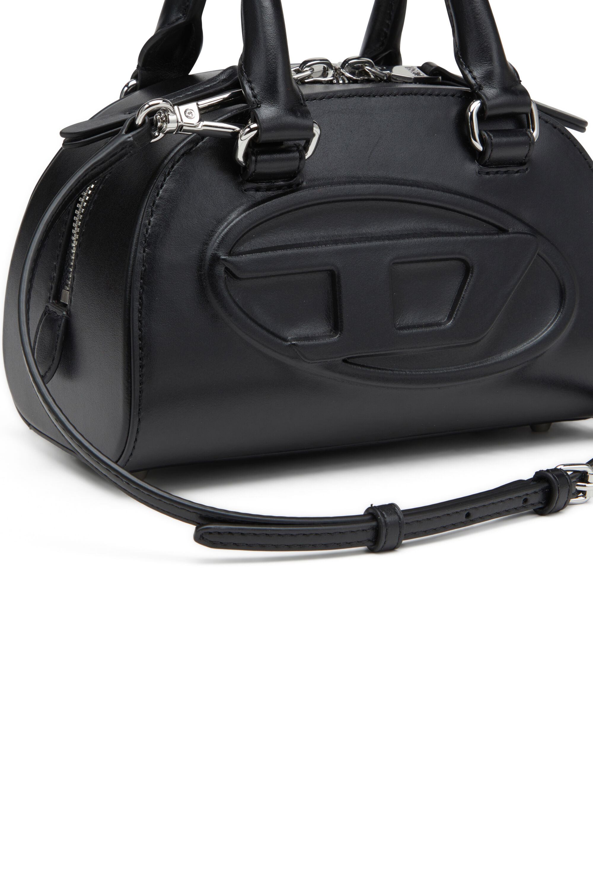 Diesel - 1DR DOME CROSSBODY, Woman's Leather mini bowling bag in Black - 5