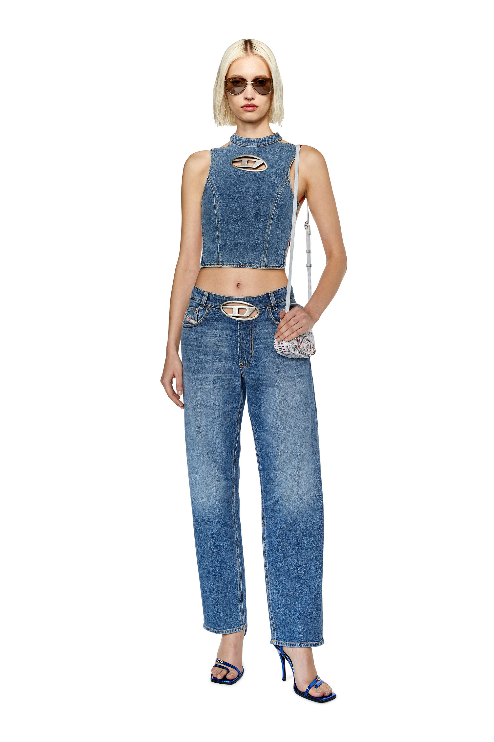 D-Ark 0LICI Woman: Straight Medium blue Jeans | Diesel