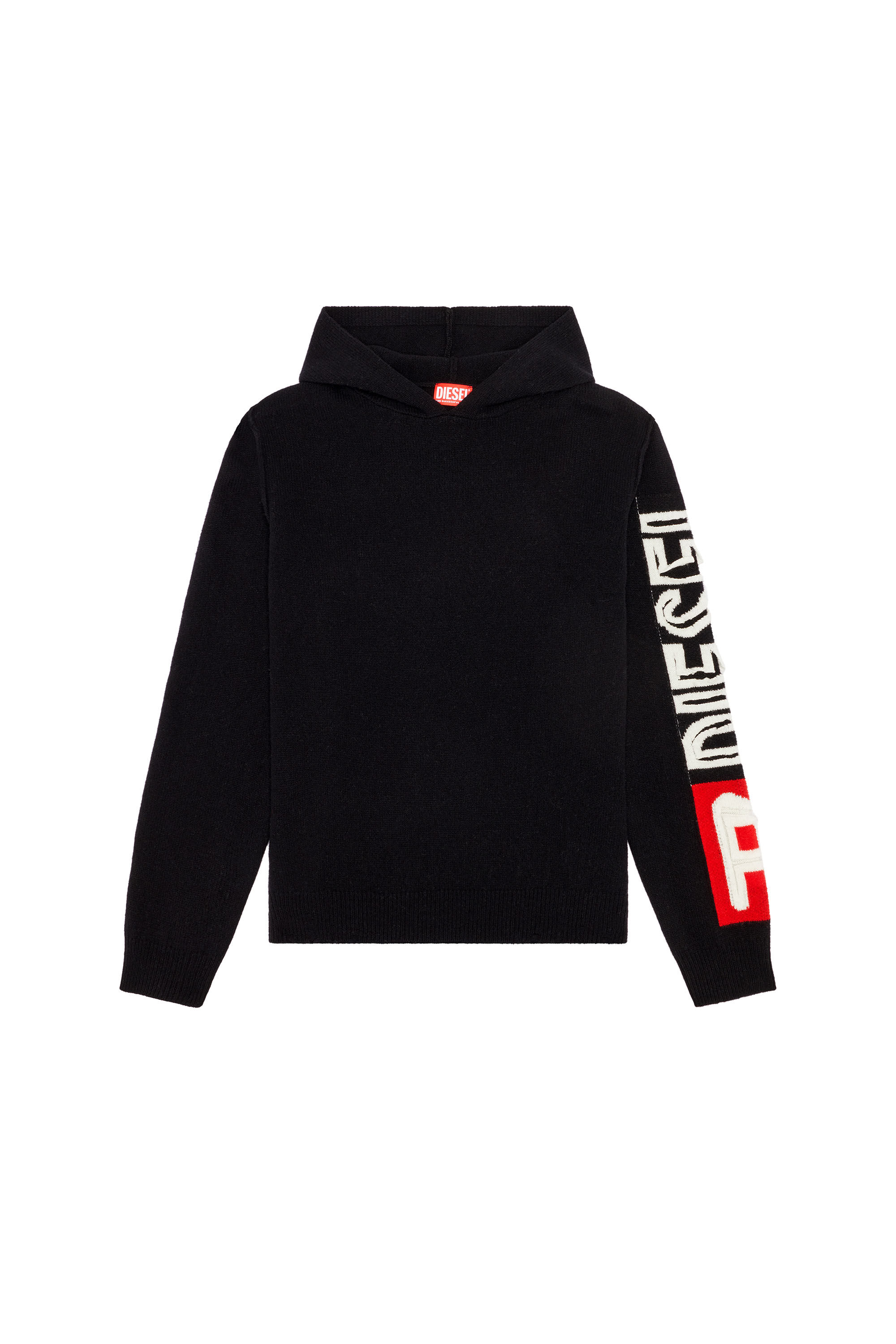 Men's Wool hoodie with cut-up logo | Black | Diesel Men's Wool hoodie with cut-up logo | Black | Diesel