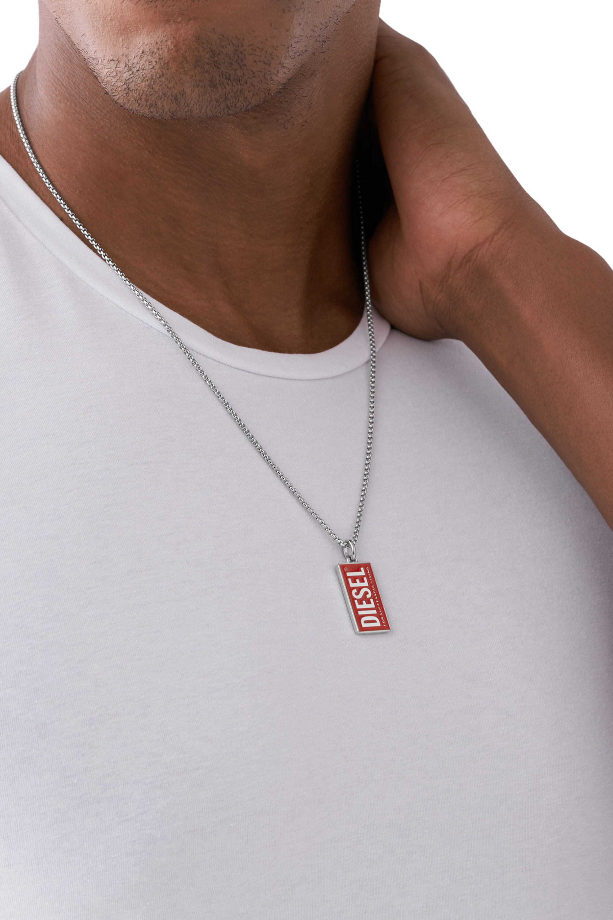 DX1368: Stainless Steel Logo Dog Tag Necklace | Diesel