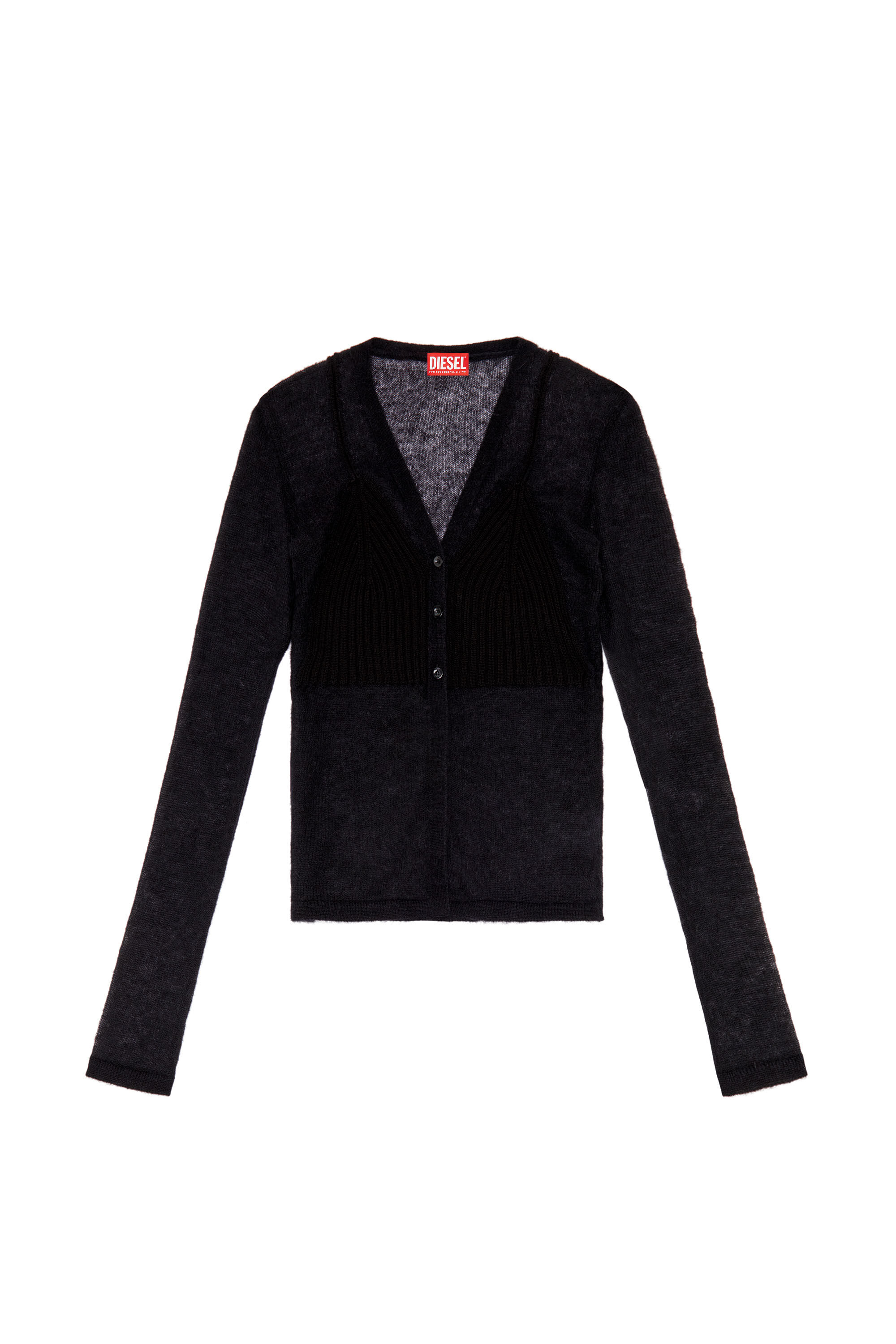 Diesel - M-ARINA, Woman's Sheer cardigan with bra detail in Black - 2