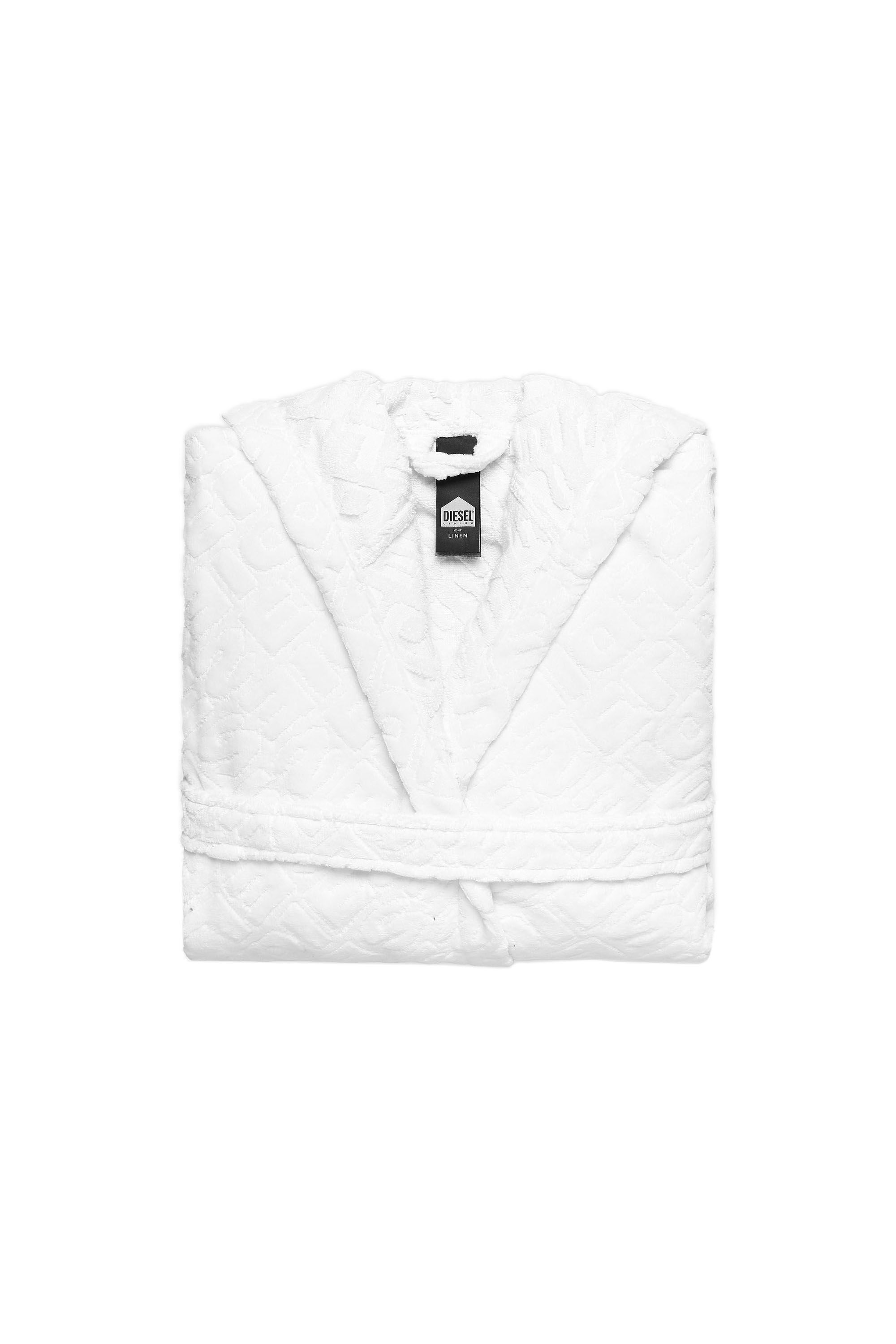 Diesel - ACC  3DLOGO     CAP XXL, Unisex's Bathrobe with hood 3D LOGO, XXL in White - 1