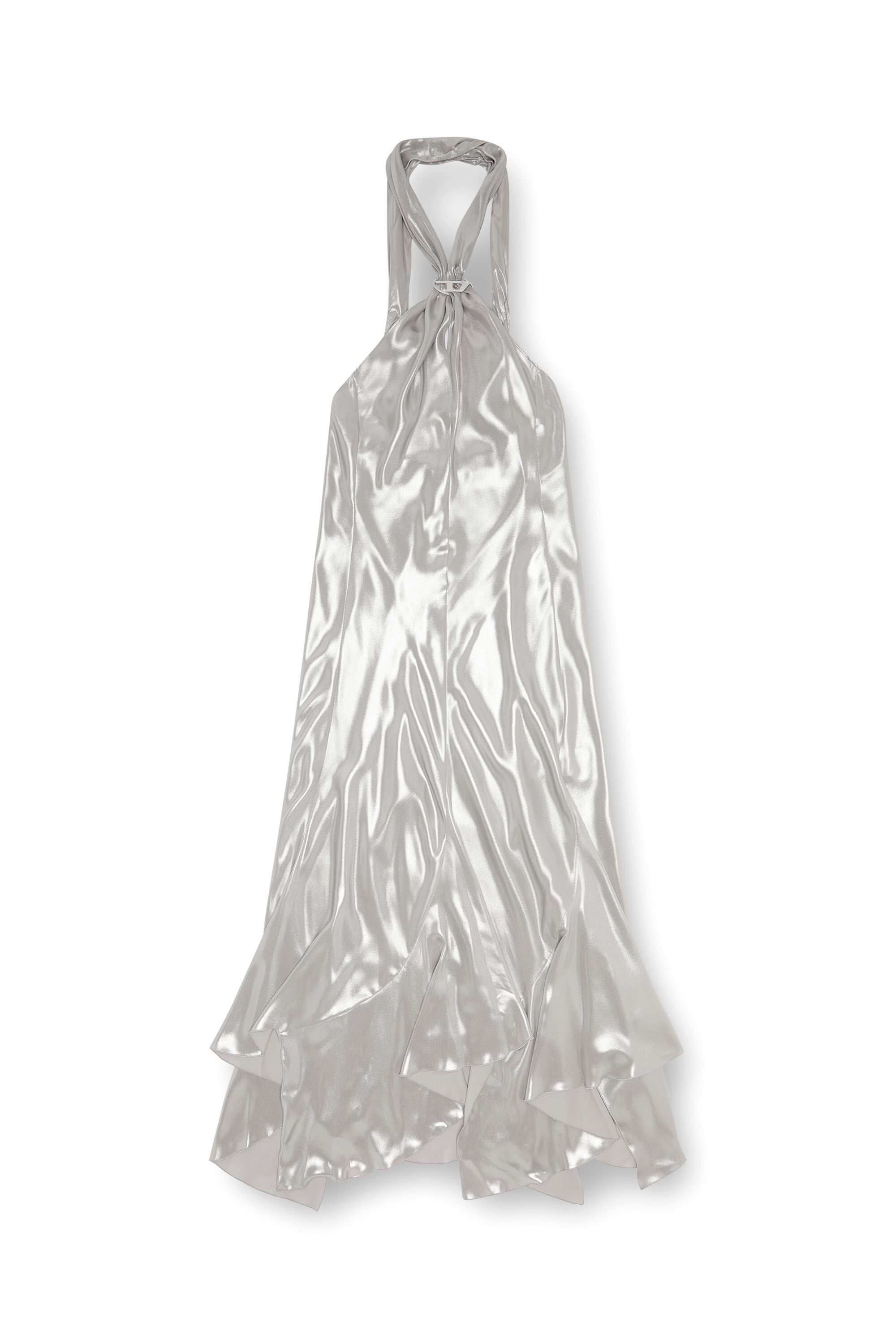 Diesel - D-YNAMITE, Vestido largo metálico sin espalda Mujer in Gris - 2