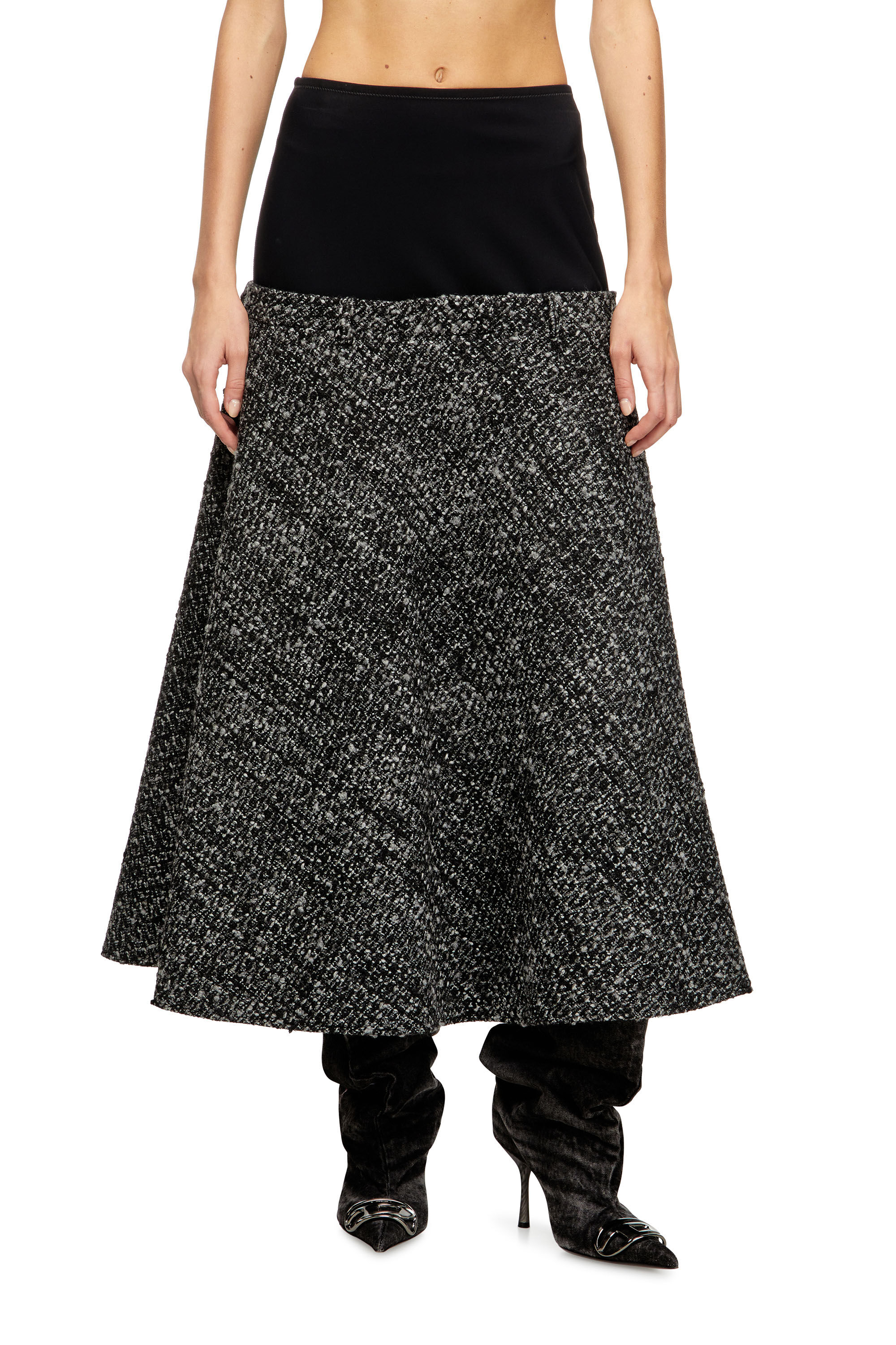 Diesel - O-GRACE, Falda bouclé con cintura elástica Mujer in Negro - 3