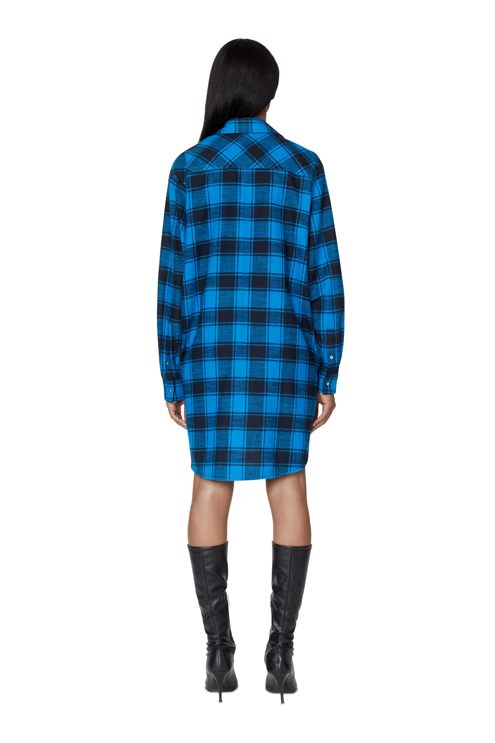 D-SUPER-I Woman: Shirt dress in check flannel | Diesel